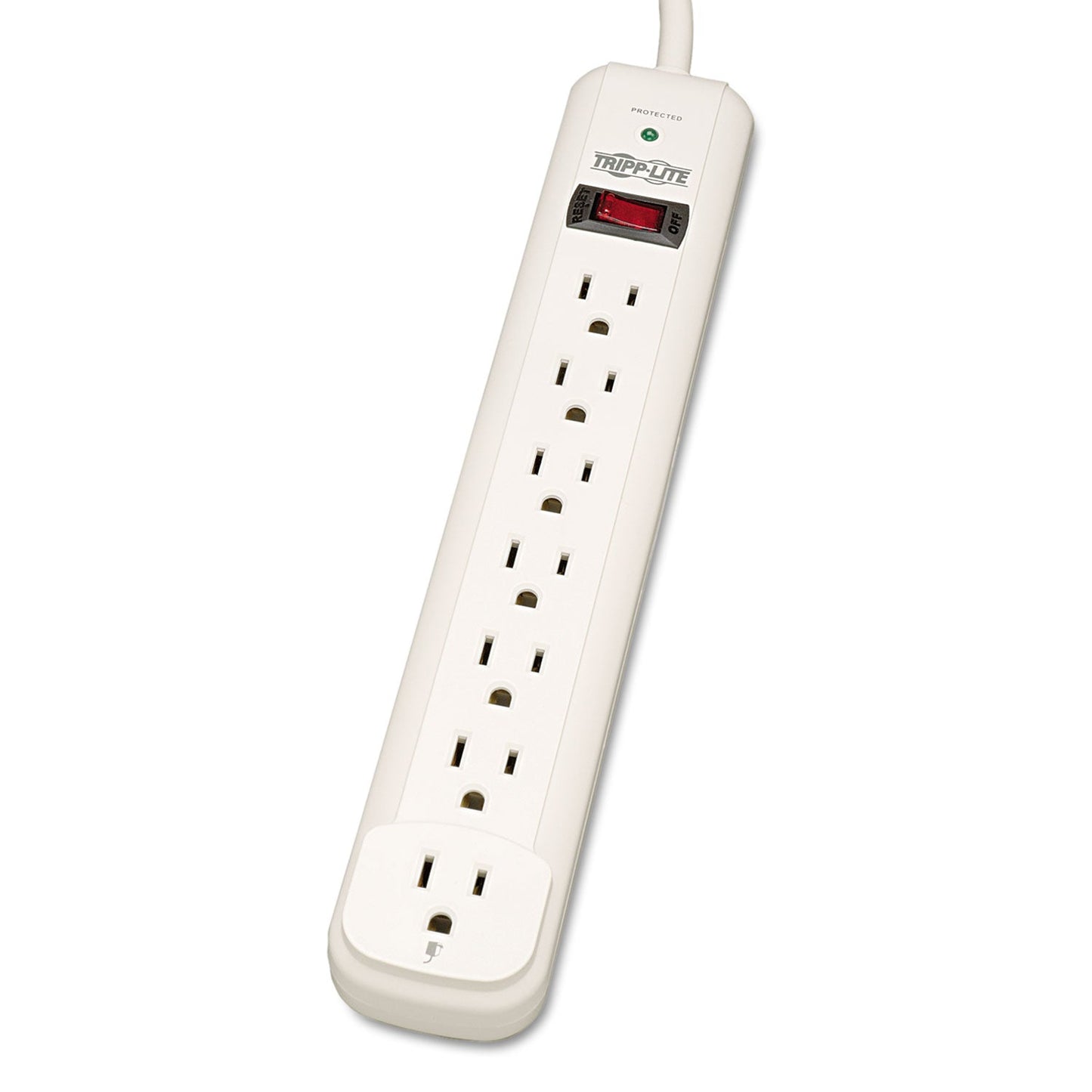 Tripp Lite Protect It! Surge Protector, 7 AC Outlets, 25 ft Cord, 1,080 J, Light Gray