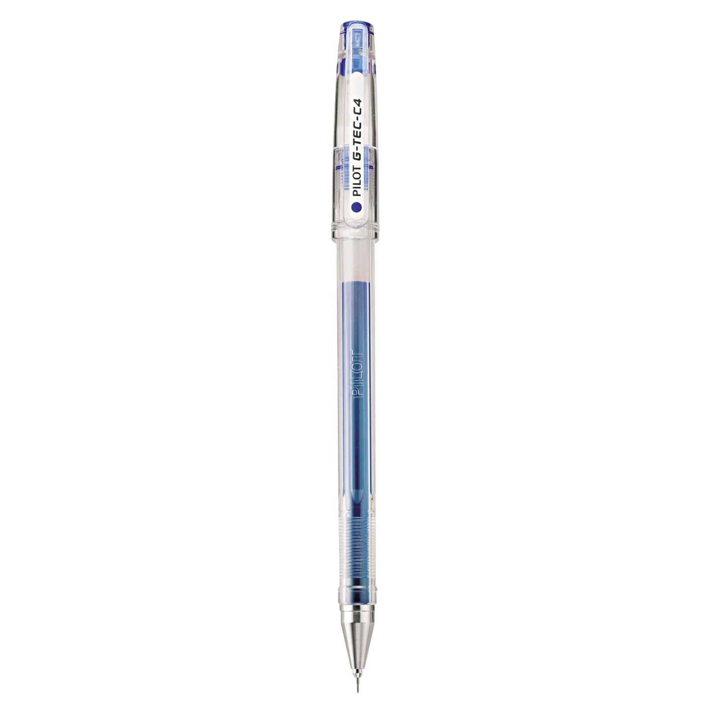 Pilot G-TEC-C Ultra Gel Pen, Stick, Extra-Fine 0.4 mm, Blue Ink, Clear Barrel, Dozen