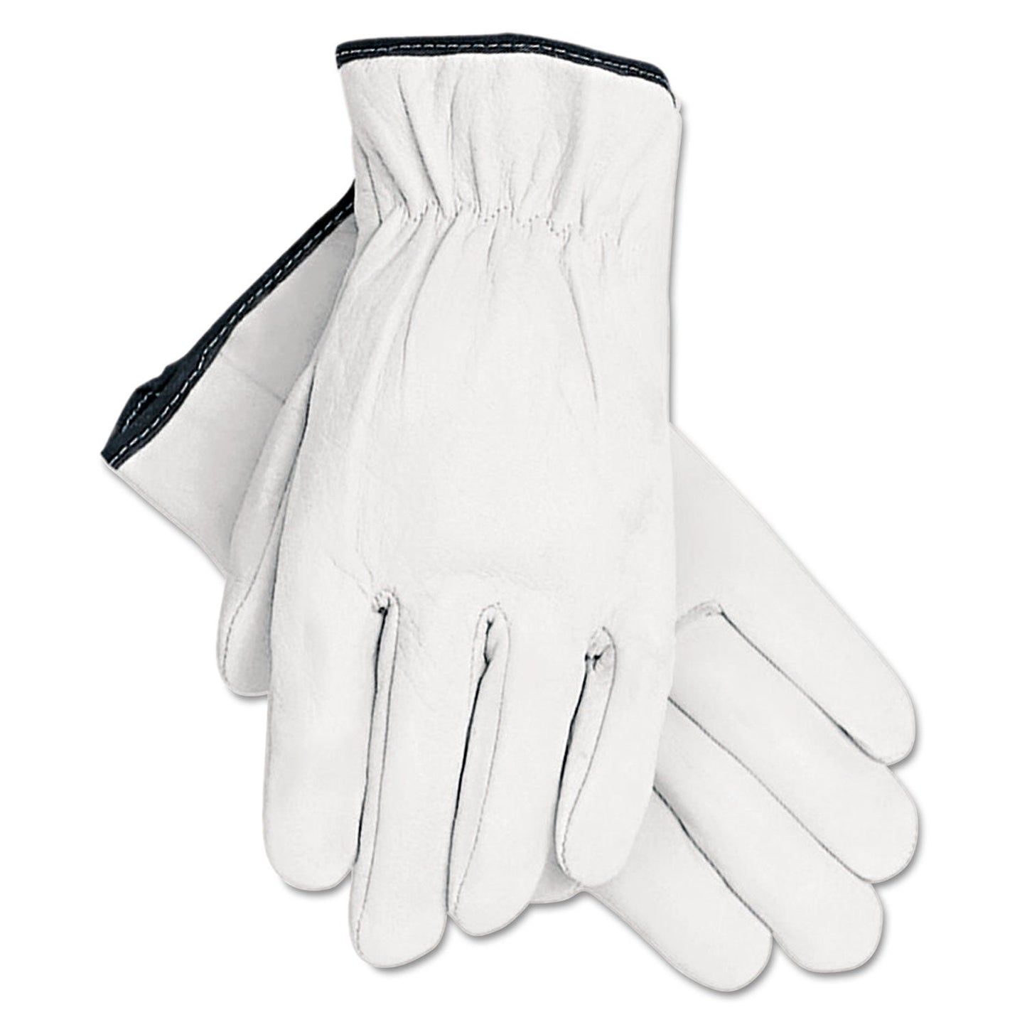 MCR Grain Goatskin Driver Gloves, White, Large, 12 Pairs