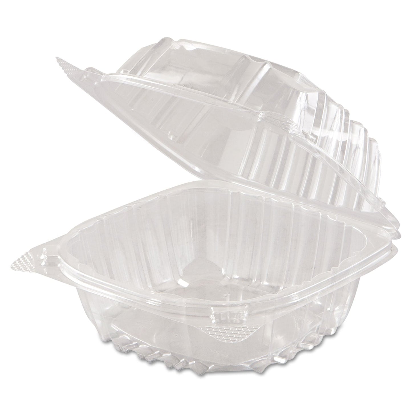Dart ClearSeal Hinged-Lid Plastic Containers, 5.8 x 6 x 3, Clear, Plastic, 125/Pack, 4 Packs/Carton