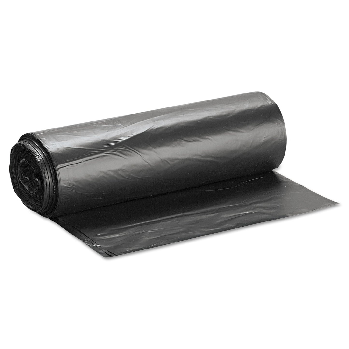 Inteplast Group High-Density Interleaved Commercial Can Liners, 60 gal, 17 microns, 38" x 60", Black, 200/Carton