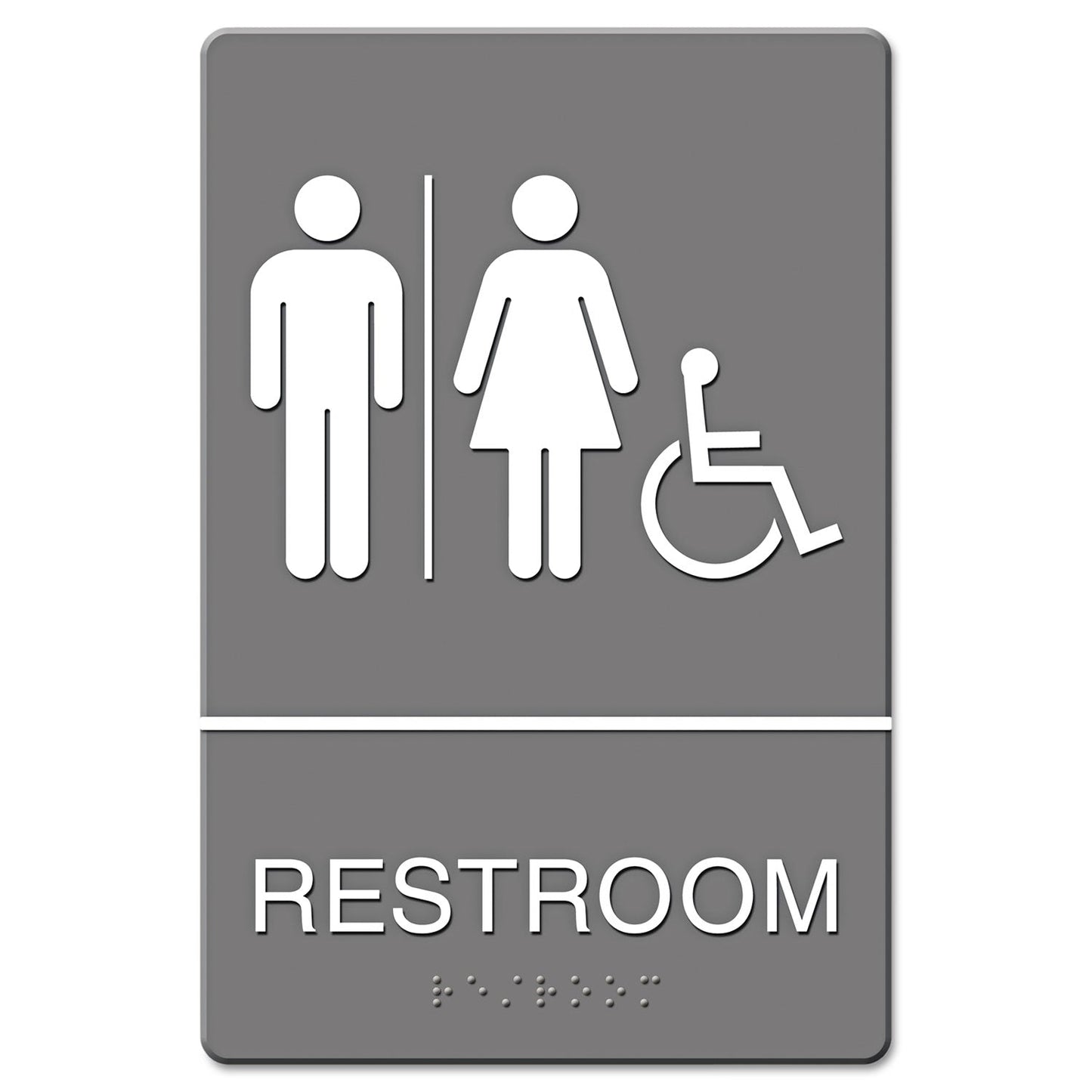 Headline ADA Sign, Restroom/Wheelchair Accessible Tactile Symbol, Molded Plastic, 6 x 9
