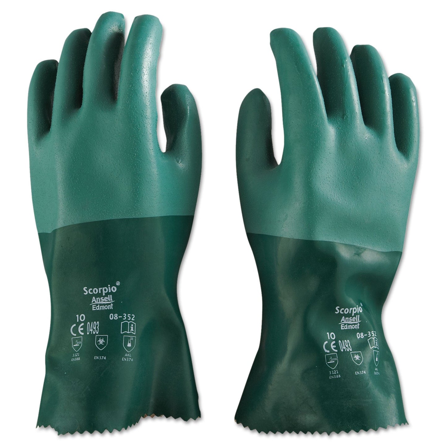 AnsellPro Scorpio Neoprene Gloves, Green, Size 10