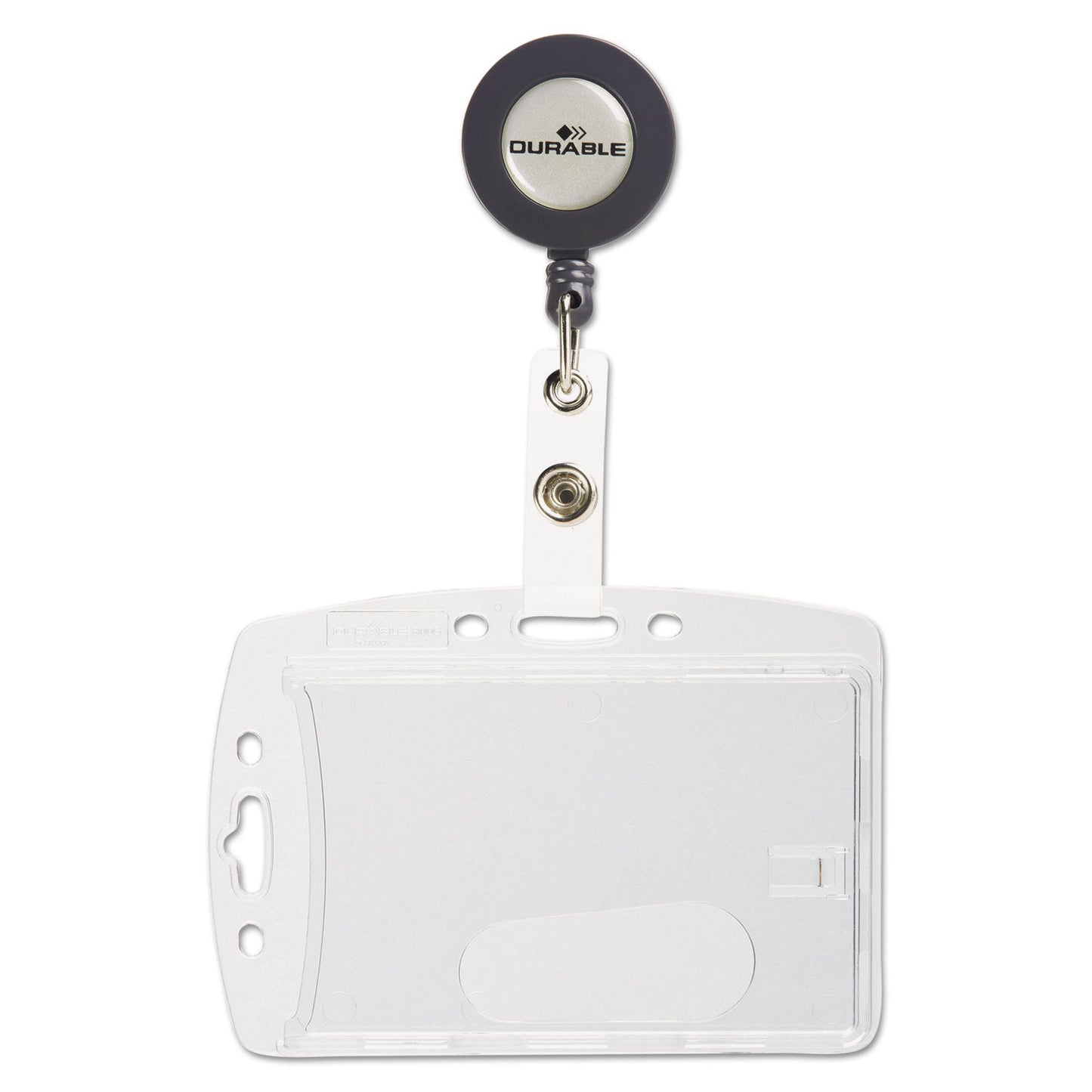 Durable ID/Security Card Holder Set, Vertical/Horizontal, Reel, Clear, 10/Pack