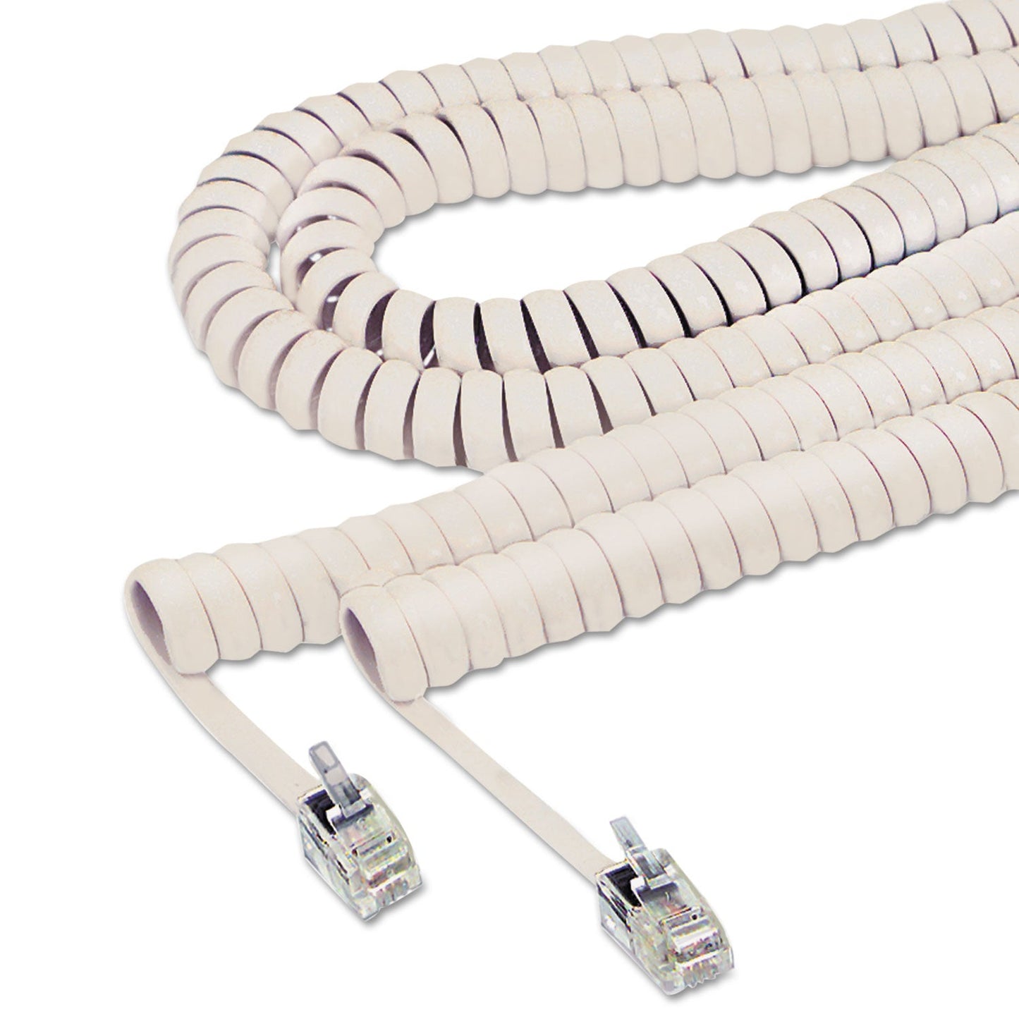 Softalk Coiled Phone Cord, Plug/Plug, 12 ft, Ivory