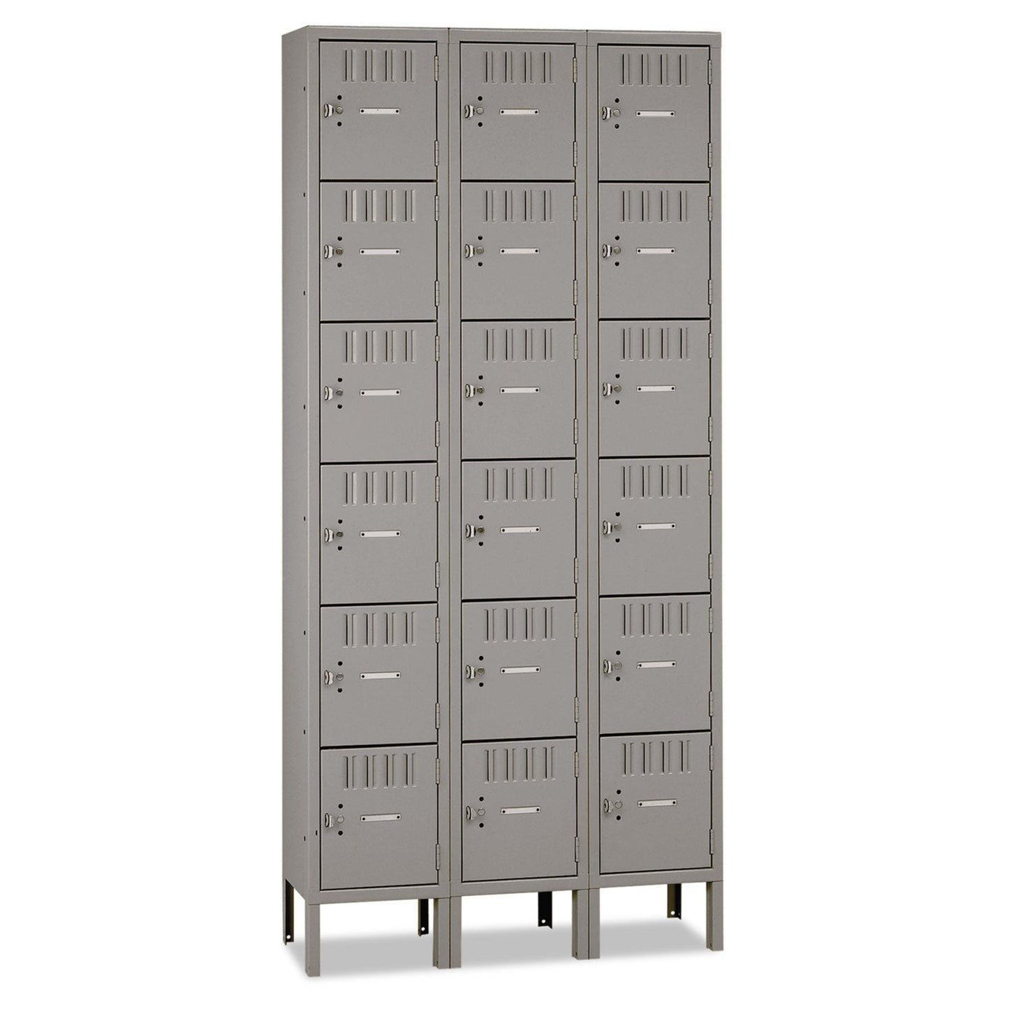 Tennsco Box Compartments with Legs, Triple Stack, 36w x 18d x 78h, Medium Gray