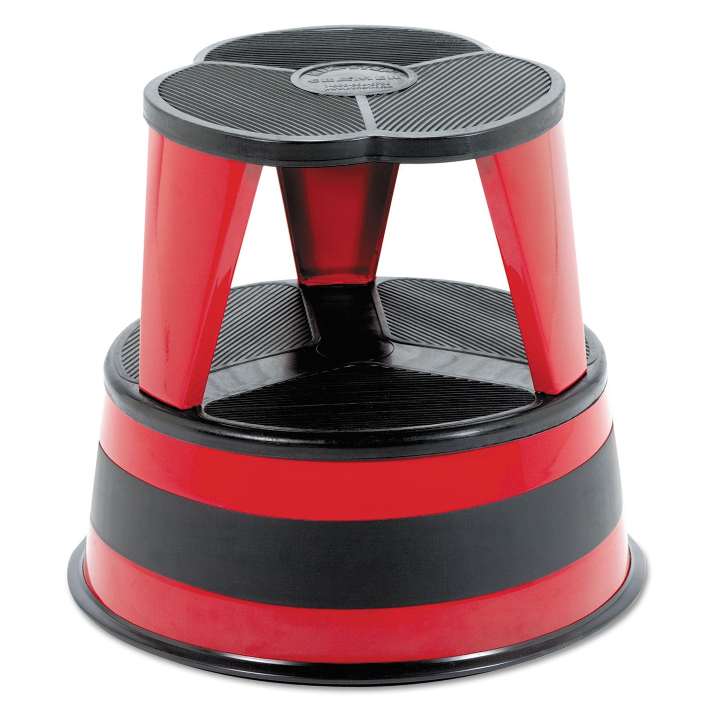 Cramer Kik-Step Steel Step Stool, 2-Step, 350 lb Capacity, 16" Diameter x 14.25"h, Red