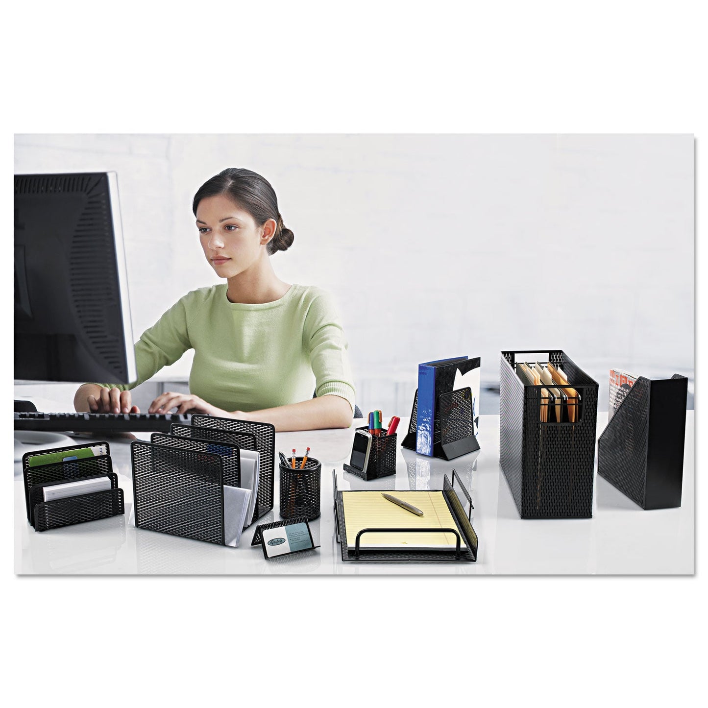 Artistic Urban Collection Punched Metal Pencil Cup/Cell Phone Stand, Perforated Steel, 3.5 x 3.5, Black