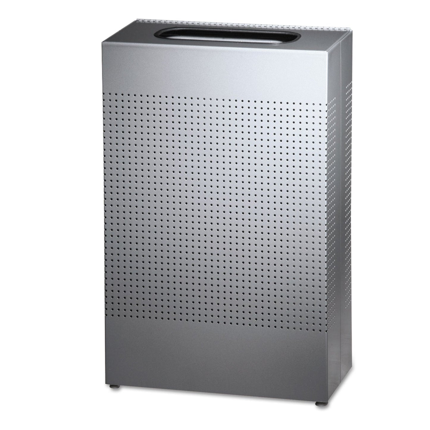 Rubbermaid Designer Line Silhouettes Waste Receptacle, Steel, 13 gal Capacity, Silver Metallic