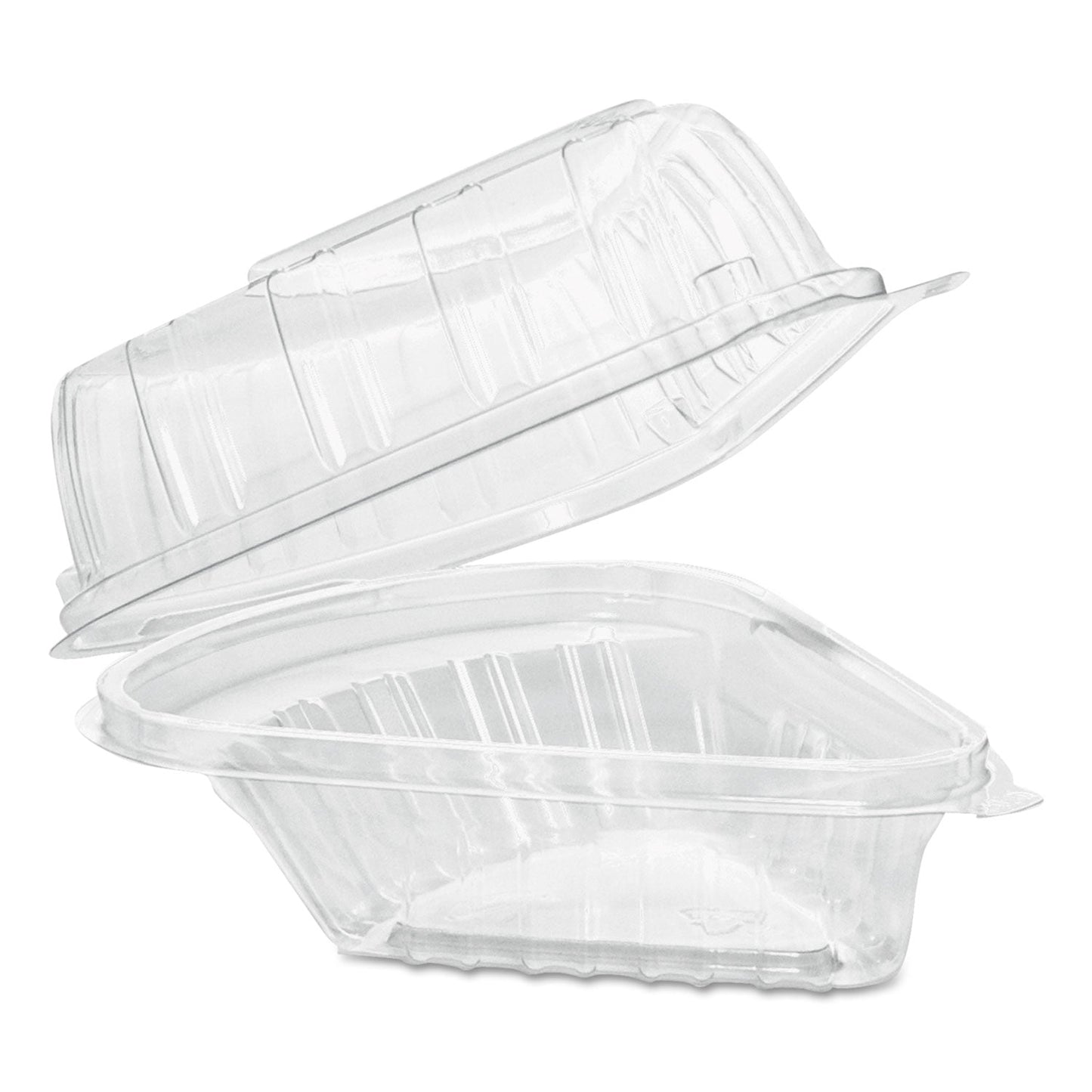 Dart Showtime Clear Hinged Containers, Pie Wedge, 6.67 oz, 6.1 x 5.6 x 3, Clear, Plastic, 125/Pack, 2 Packs/Carton