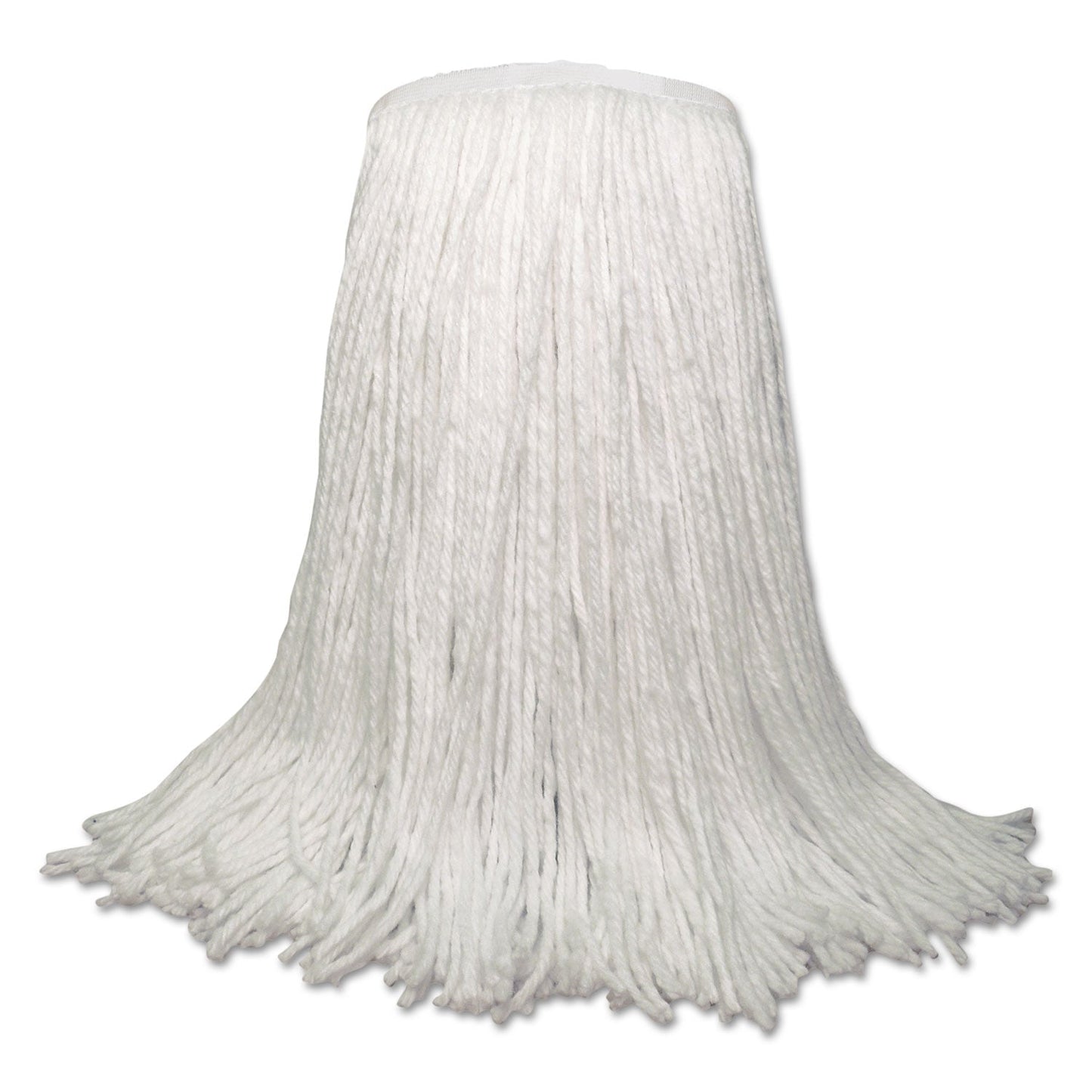 Boardwalk Banded Rayon Cut-End Mop Heads, White, 20 oz, 1 1/4" Headband, White, 12/Carton
