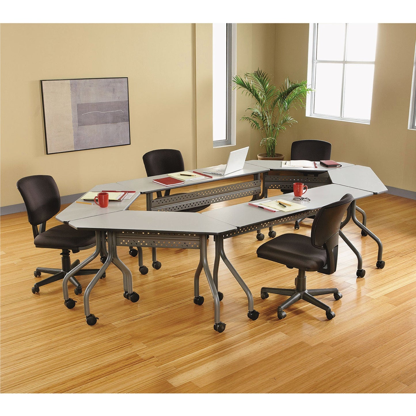 Iceberg OfficeWorks Mobile Training Table, Rectangular, 60w x 18d x 29h, Gray/Charcoal