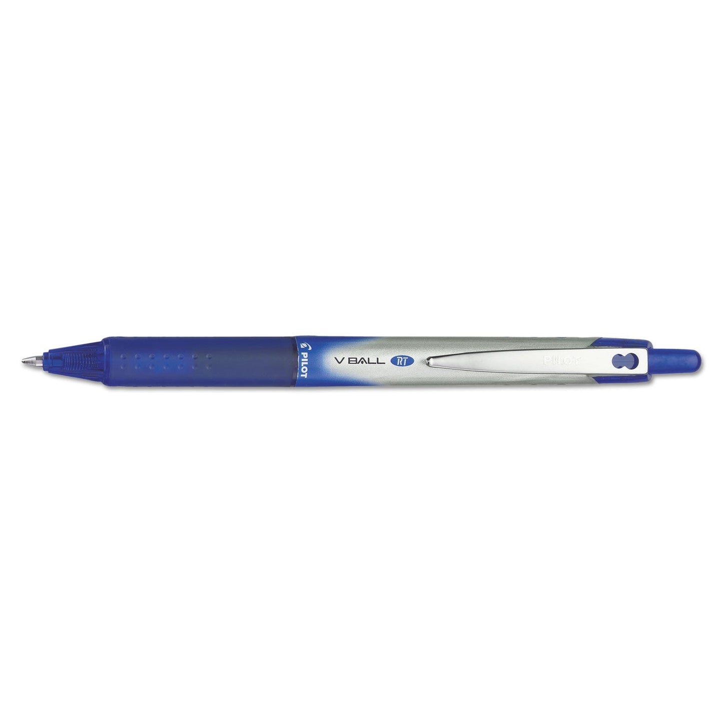 Pilot VBall RT Liquid Ink Roller Ball Pen, Retractable, Fine 0.7 mm, Blue Ink, Blue/White Barrel