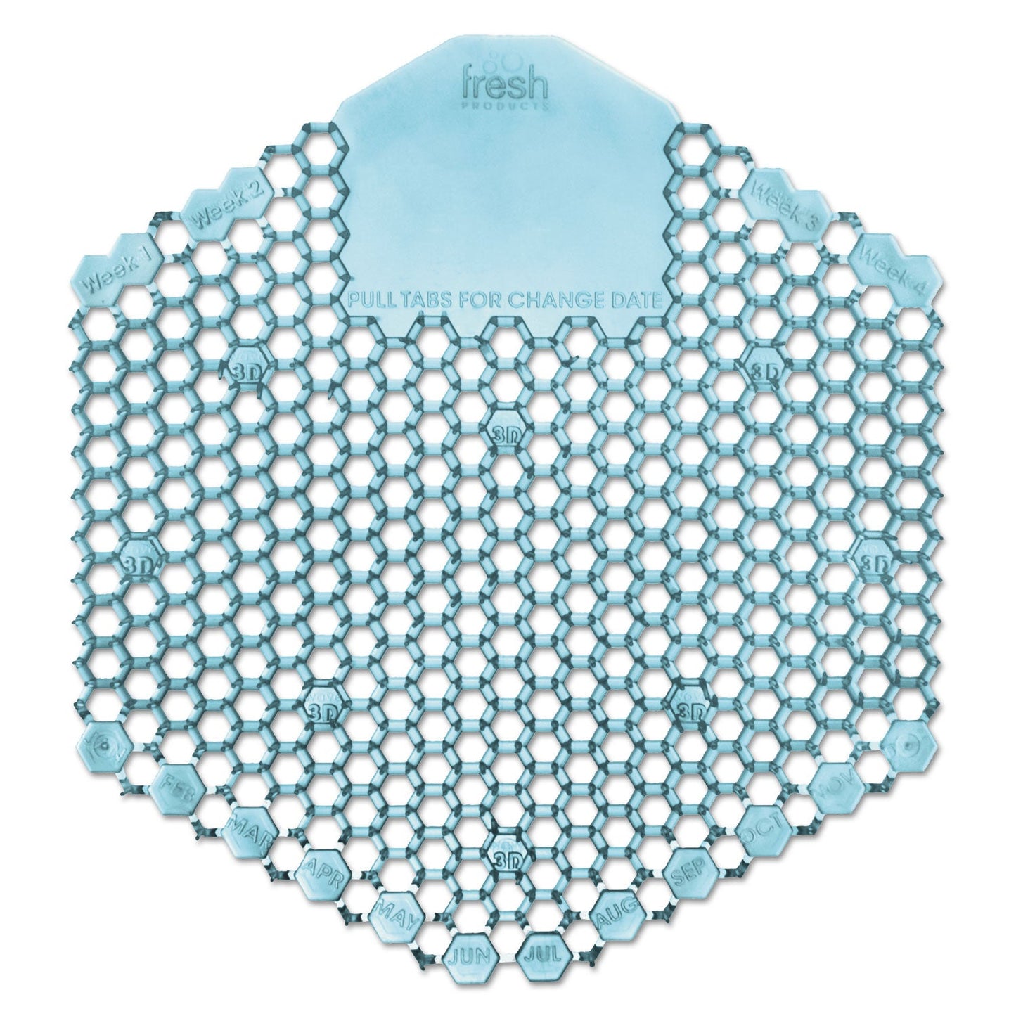 Fresh Products Wave 3D Urinal Deodorizer Screen, Ocean Mist Scent, Blue, 10/Box, 6 Boxes/Carton