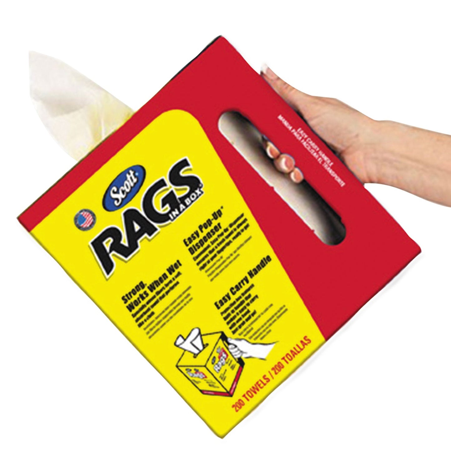 Scott Rags in a Box, POP-UP Box, 10 x 12, White, 200/Box