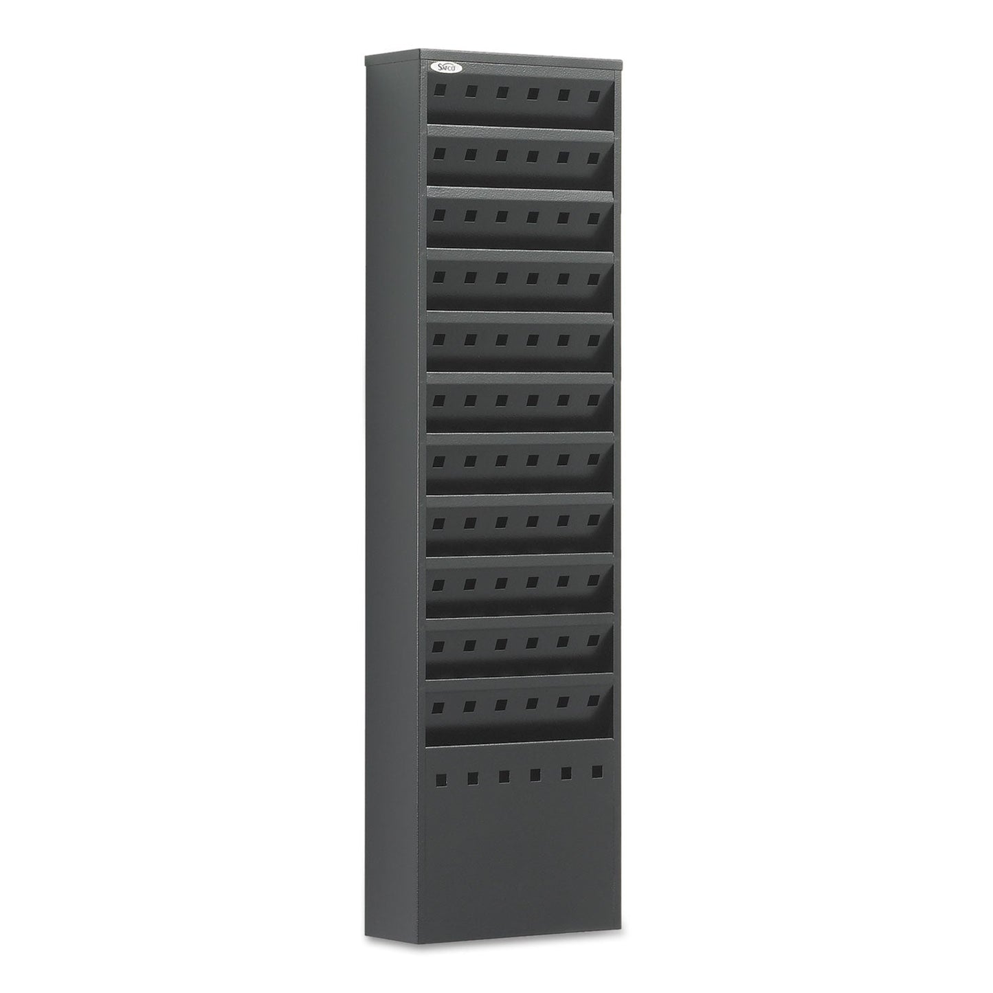 Safco Steel Magazine Rack, 11 Compartments, 10w x 4d x 36.25h, Black