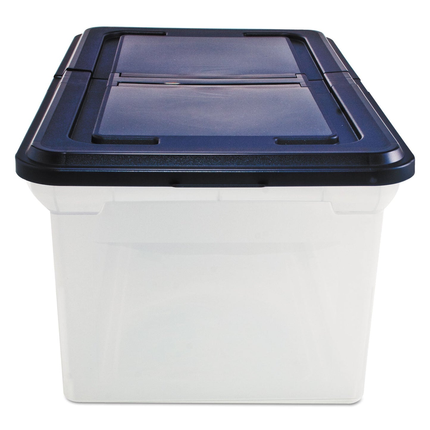 Innovative Storage Designs Extra-Capacity 28" File Tote, Letter Files, 23.25" x 14.25" x 10.63", Clear/Navy