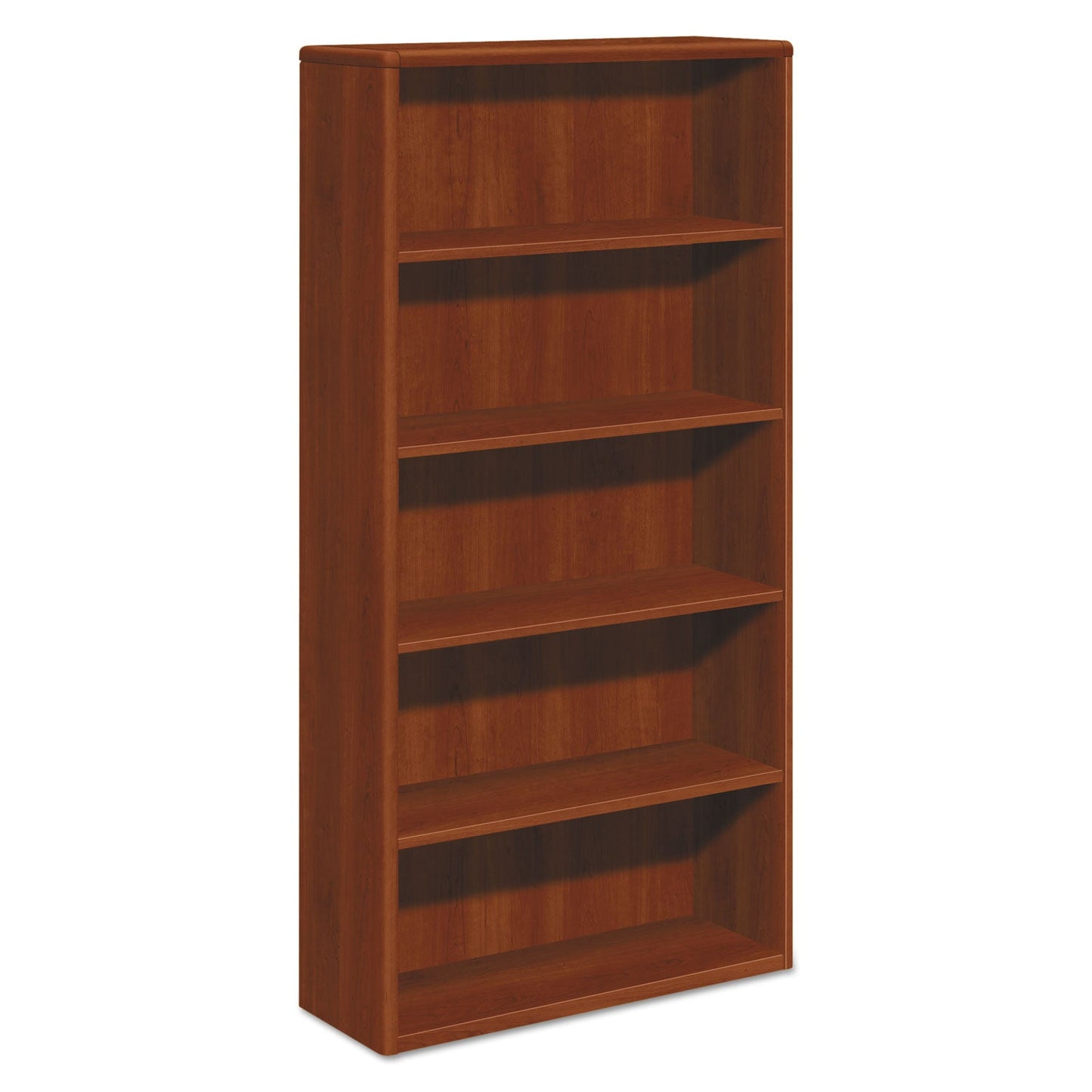 HON 10700 Series Wood Bookcase, Five-Shelf, 36w x 13.13d x 71h, Cognac