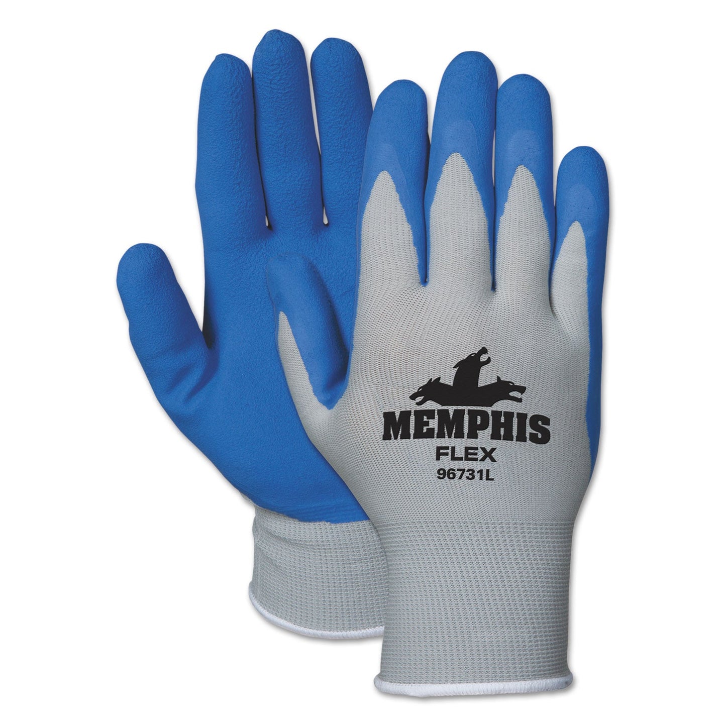 MCR Memphis Flex Seamless Nylon Knit Gloves, Medium, Blue/Gray, Dozen
