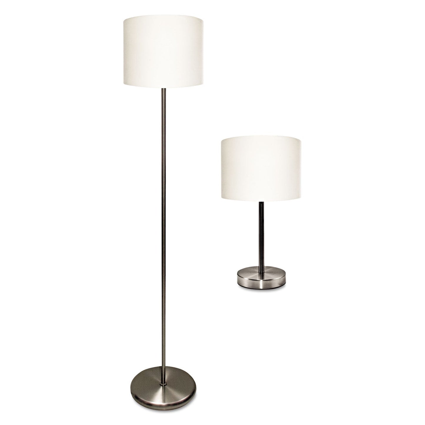 Ledu Slim Line Lamp Set, Table 12 5/8" High and Floor 61.5" High, 12"; 6"w x 61.5"; 12.63"h, Silver