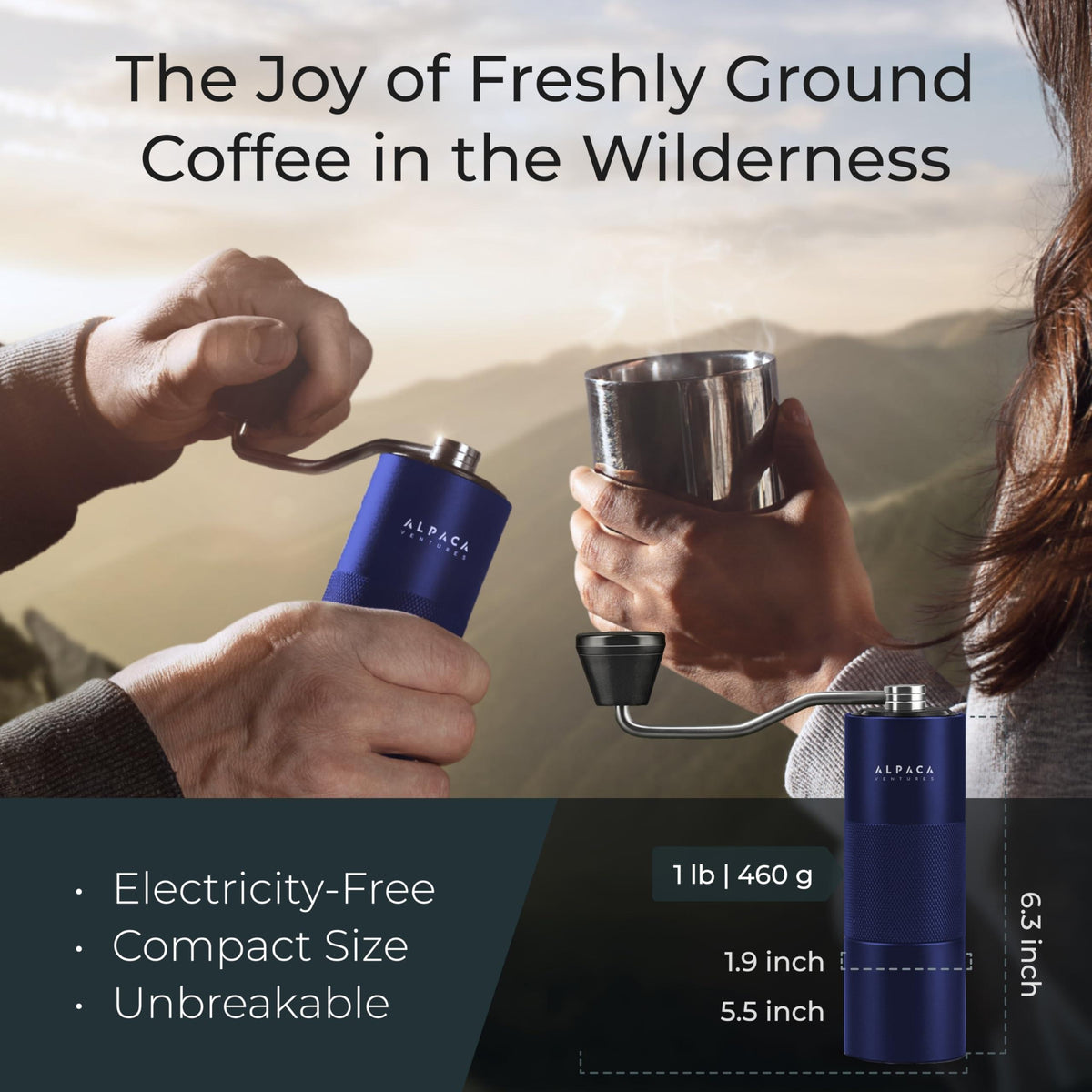 Manual Coffee Grinder, Adjustable Conical Burr, Espresso Alpaca Ventures