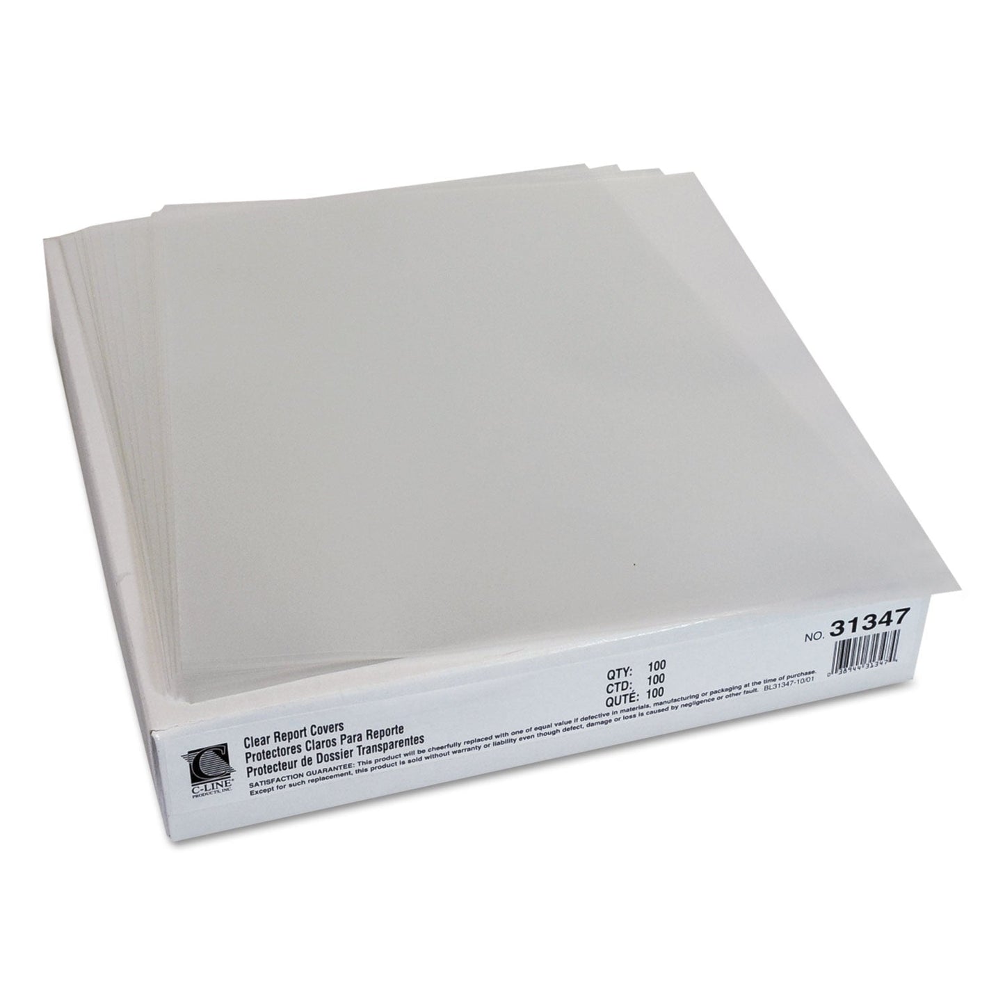 C-Line Vinyl Report Covers, Sliding Bar, 8.5 x 11, Clear/Clear, 100/Box