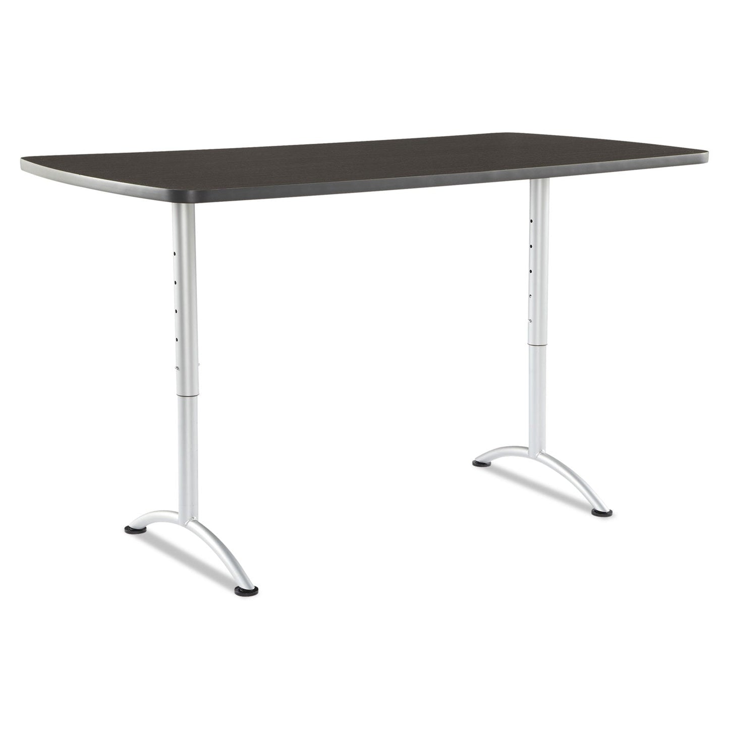 Iceberg ARC Adjustable-Height Table, Rectangular Top, 36w x 72d x 30 to 42h, Gray Walnut/Silver