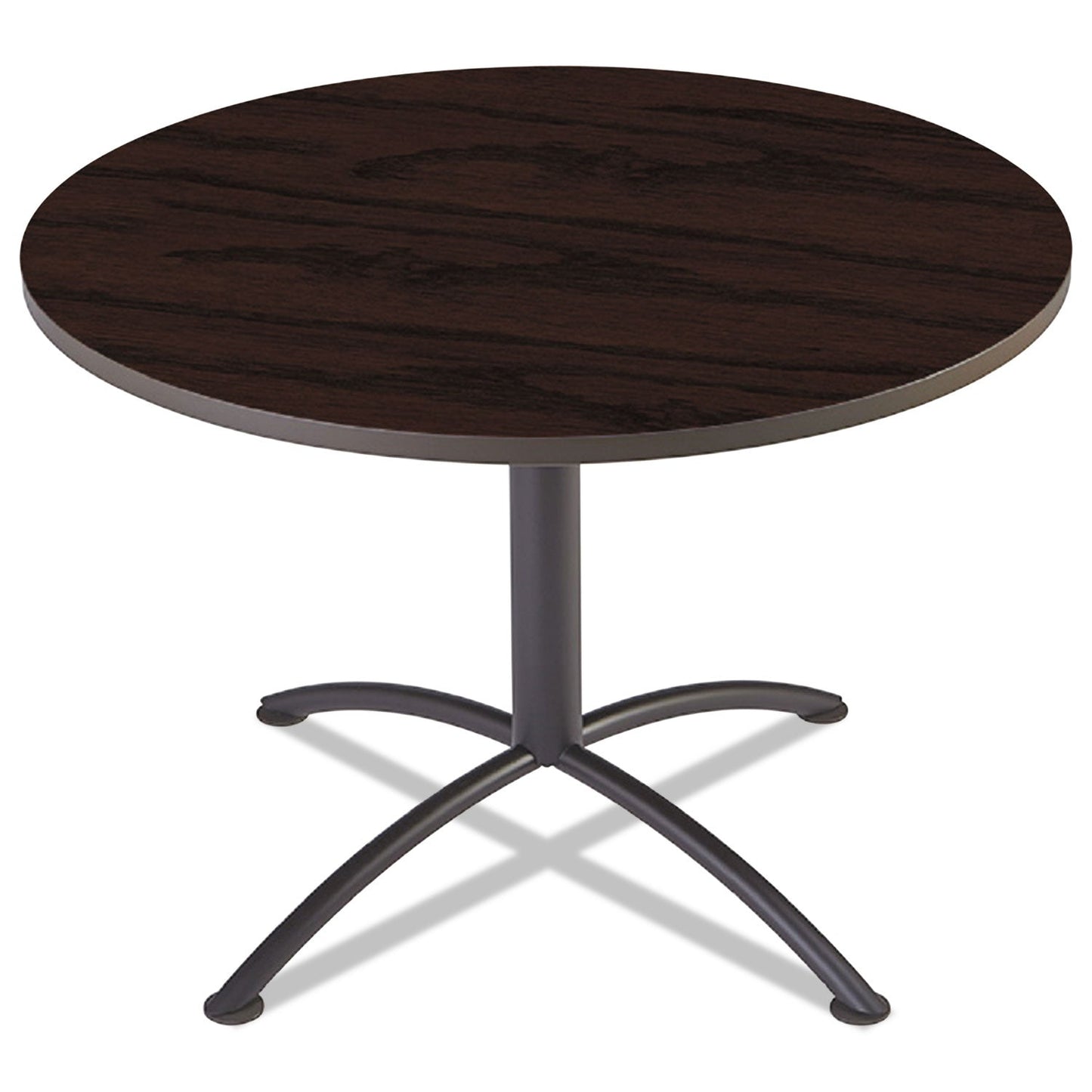 Iceberg iLand Table, Cafe-Height, Round Top, Contoured Edges, 42" Diameter x 29h, Mahogany/Black