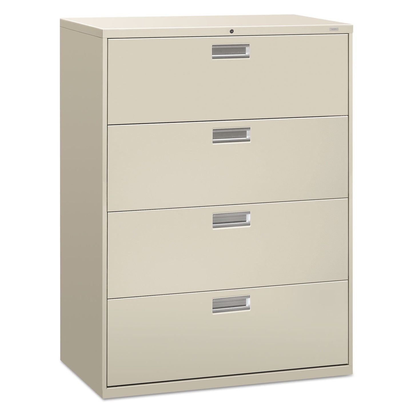 HON Brigade 600 Series Lateral File, 4 Legal/Letter-Size File Drawers, Light Gray, 42" x 18" x 52.5"