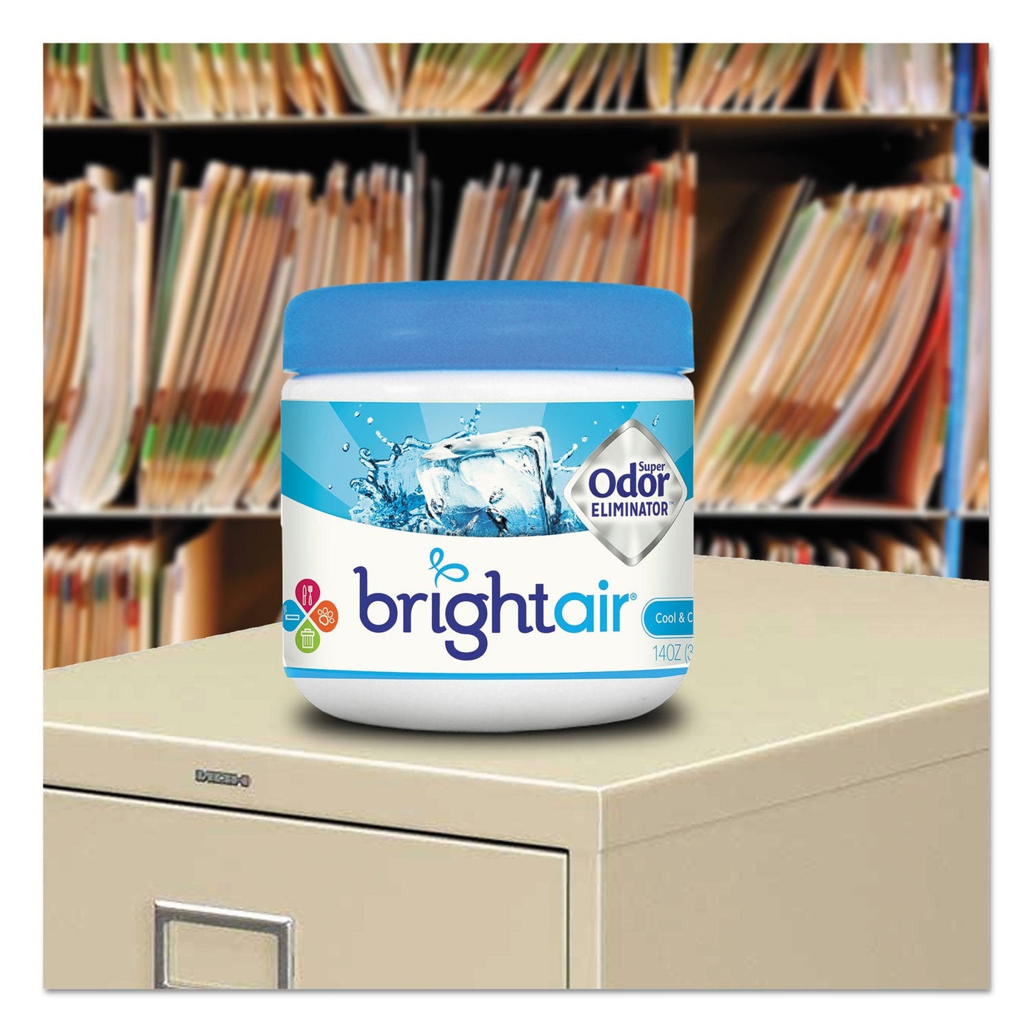 BRIGHT Air Super Odor Eliminator, Cool and Clean, Blue, 14 oz Jar