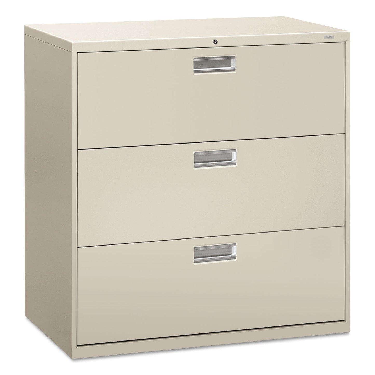 HON Brigade 600 Series Lateral File, 3 Legal/Letter-Size File Drawers, Light Gray, 42" x 18" x 39.13"