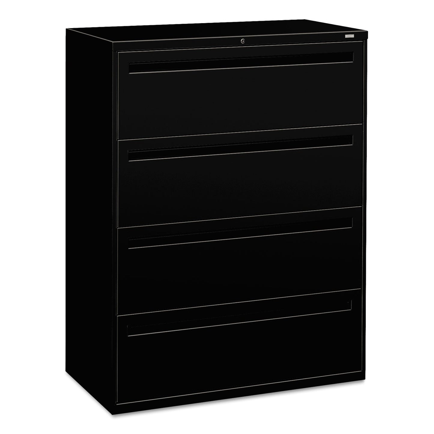HON Brigade 700 Series Lateral File, 4 Legal/Letter-Size File Drawers, Black, 42" x 18" x 52.5"