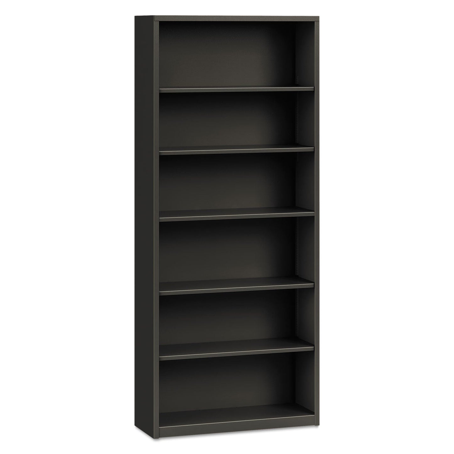 HON Metal Bookcase, Six-Shelf, 34.5w x 12.63d x 81.13h, Charcoal