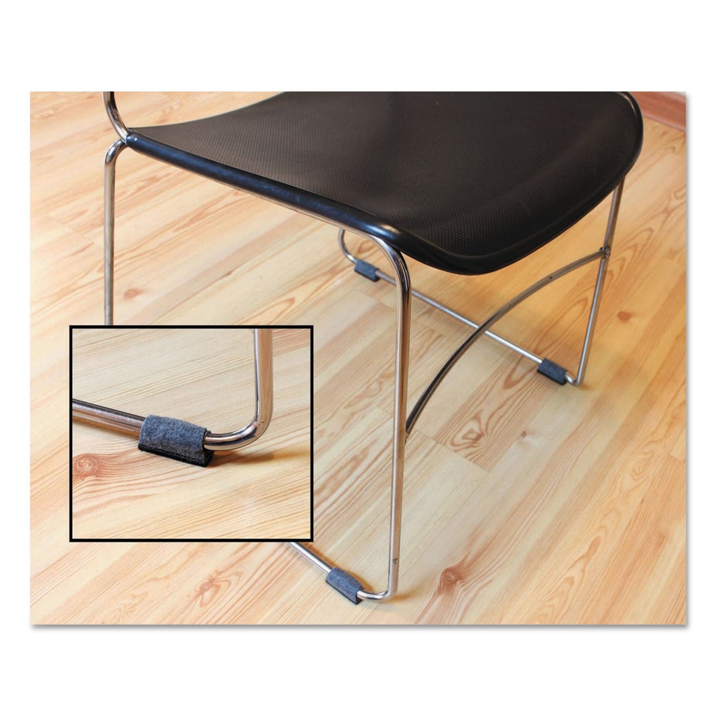Master Caster Wrap Around Felt Floor Savers, Rectangular, 7.25 x 1 x 8, Gray/Black, 16/Pack