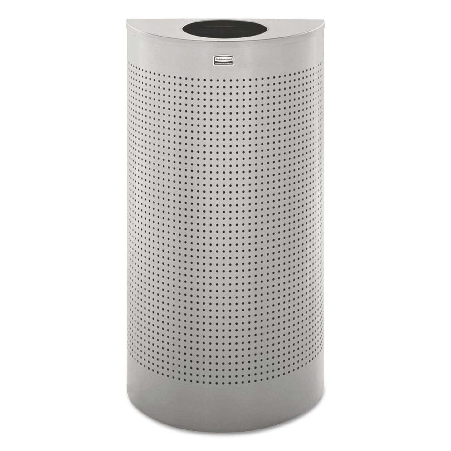 Rubbermaid Designer Line Silhouettes Receptacle, Half-Round, Steel, 12 gal, Silver Metallic