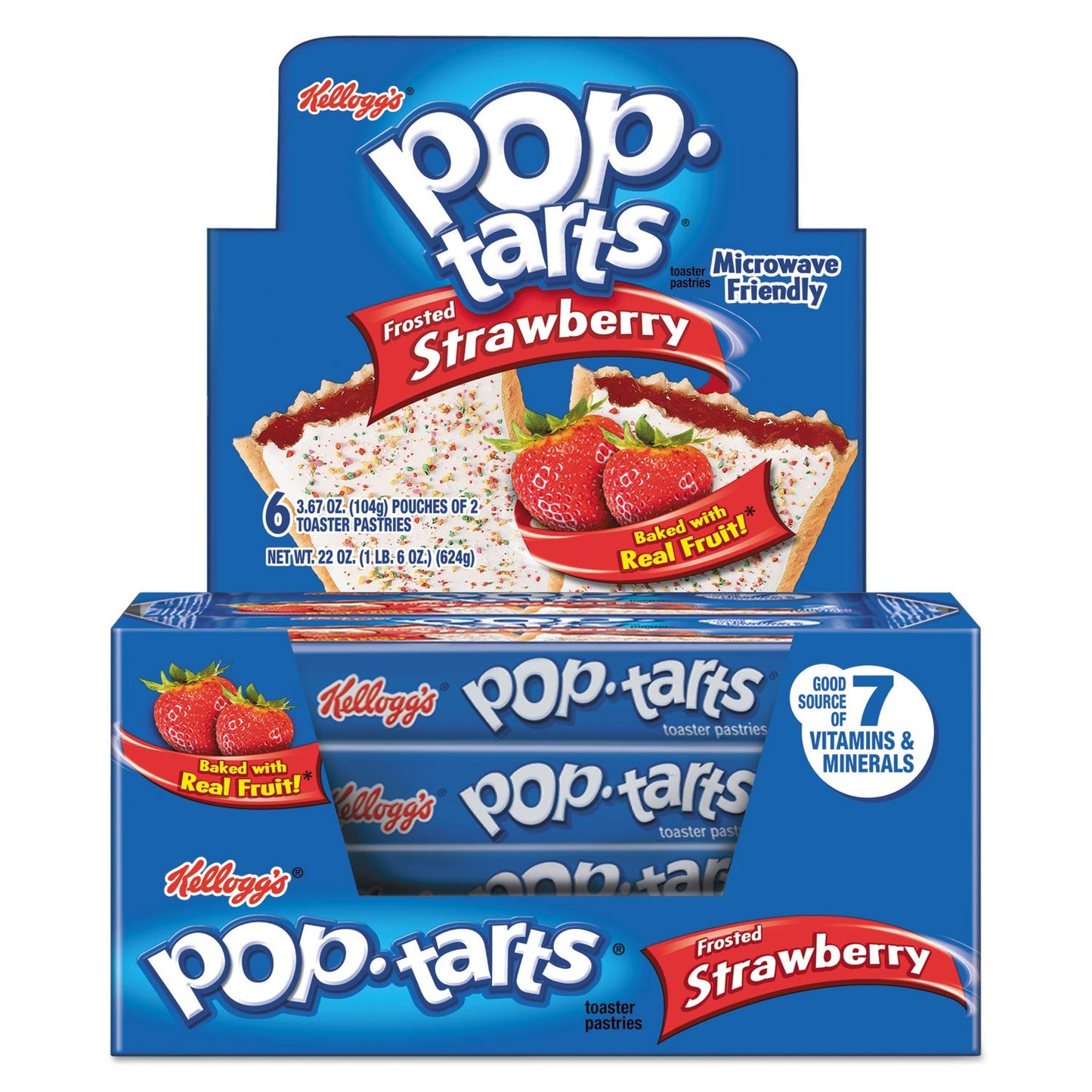Kellogg's Pop Tarts, Frosted Strawberry, 3.67 oz, 2/Pack, 6 Packs/Box