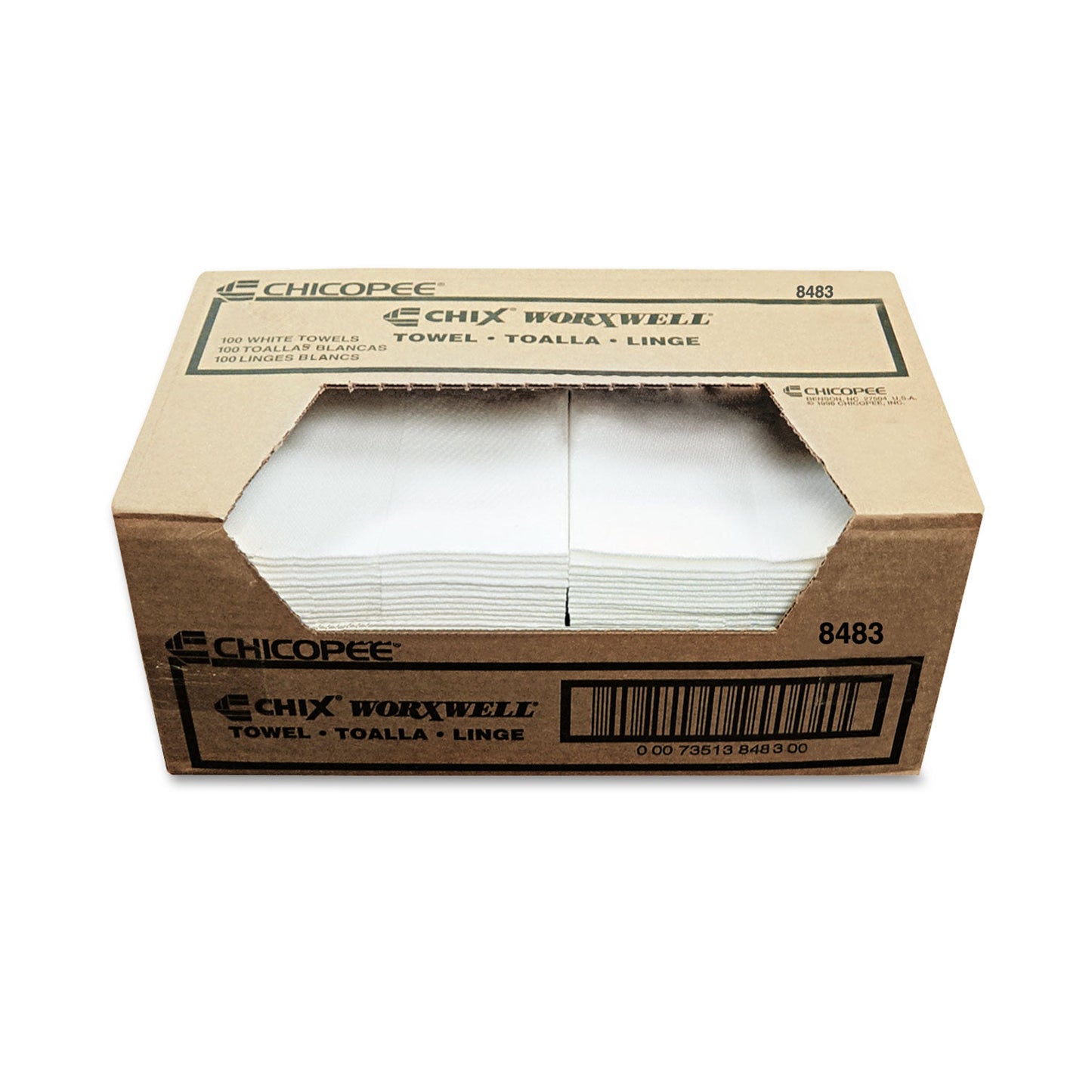 Chicopee Durawipe Shop Towels, 13 x 15, Flat, White, 300/Carton