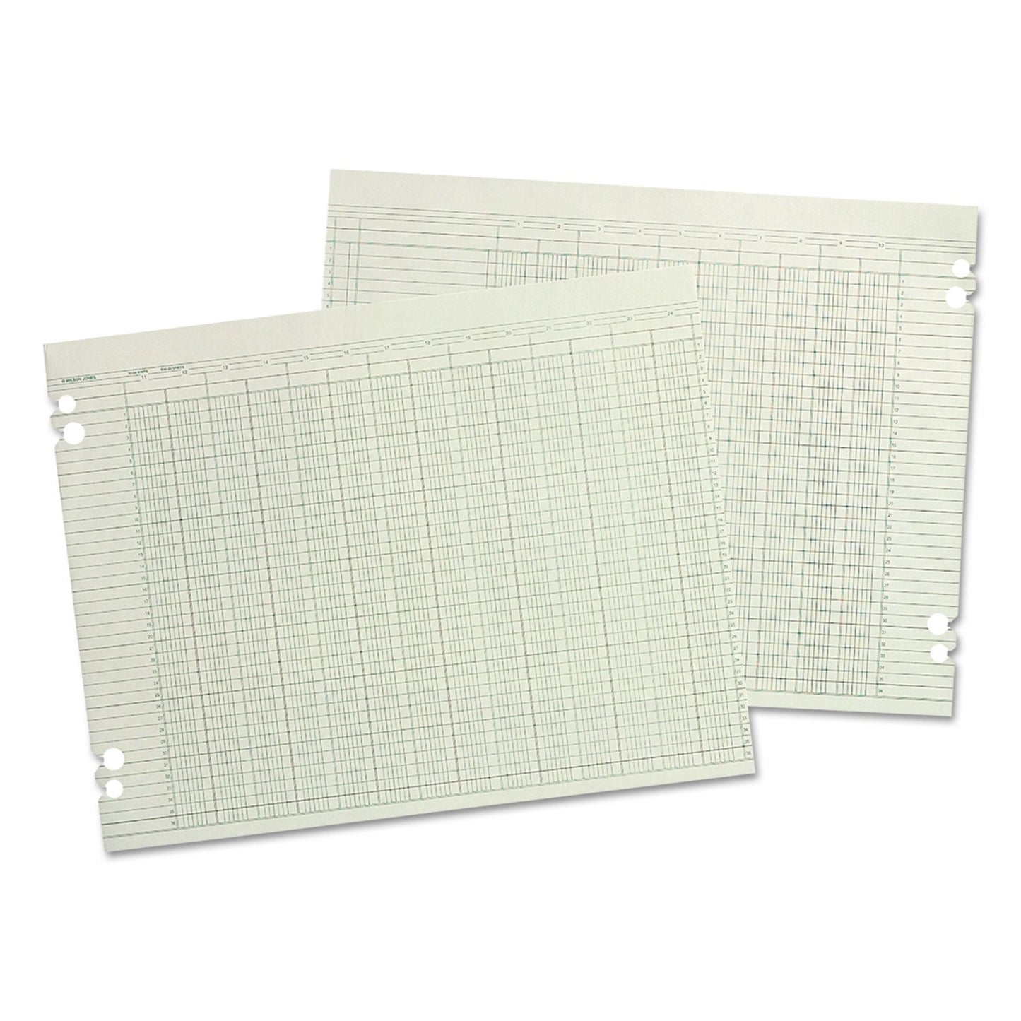 Wilson Jones Accounting Sheets, 30 Columns, 11 x 17, Green, Loose Sheet, 100/Pack
