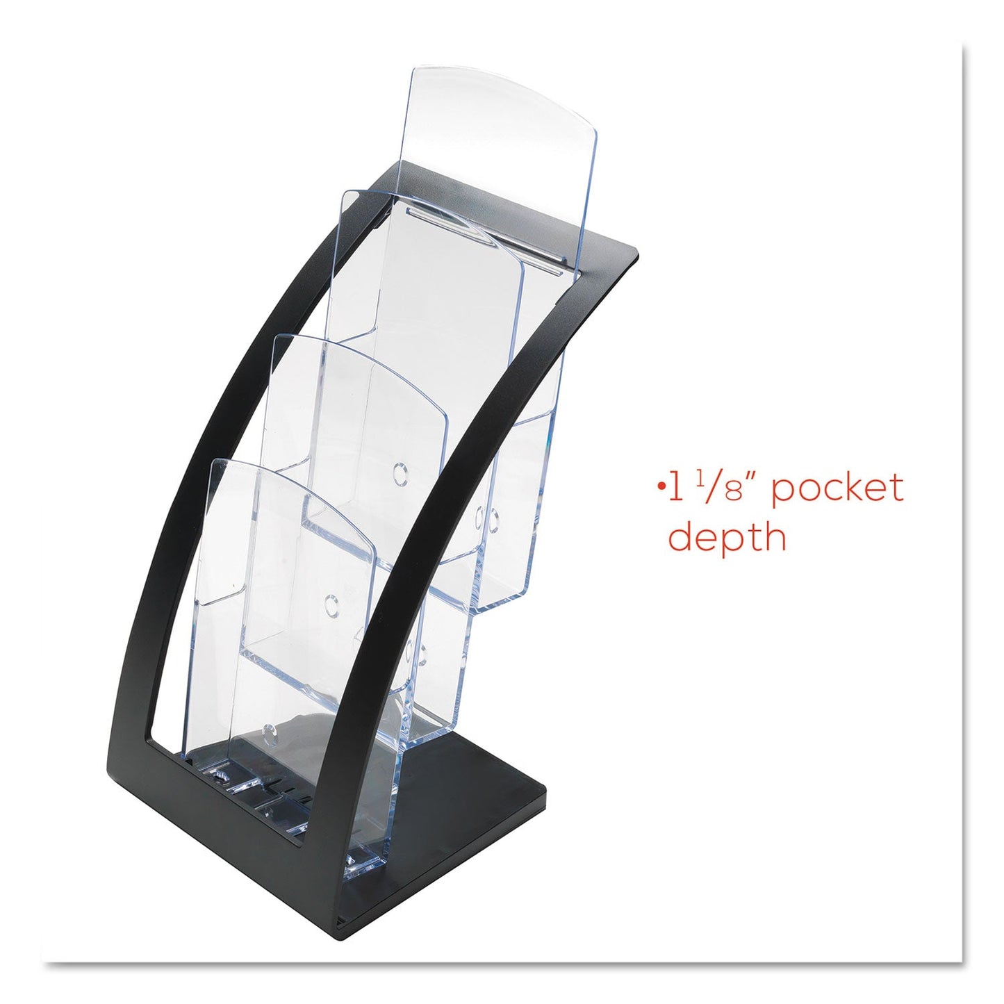 deflecto 3-Tier Literature Holder, Leaflet Size, 6.75w x 6.94d x 13.31h, Black