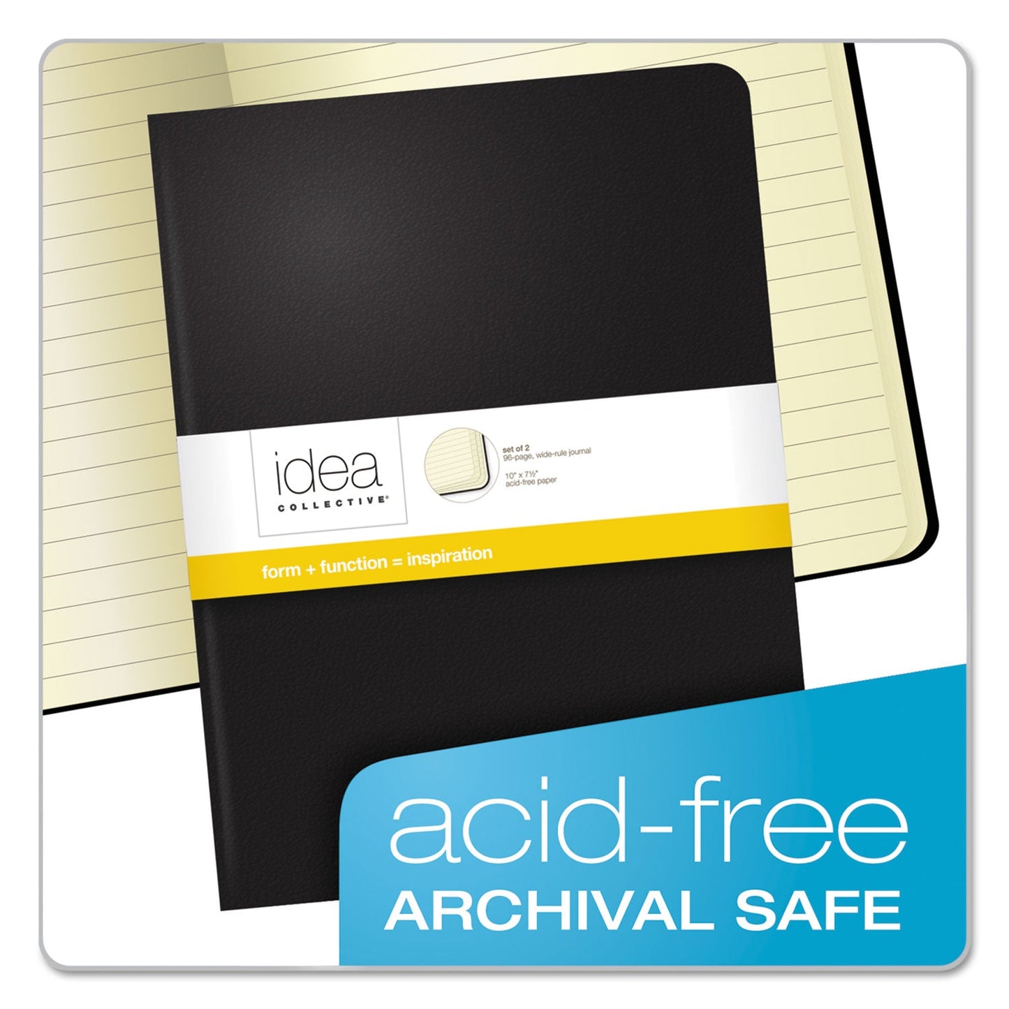 TOPS Idea Collective Journal, Soft Cover, 1 Subject, Wide/Legal Rule, Black Cover, 10 x 7.5, 48 Sheets, 2/Pack