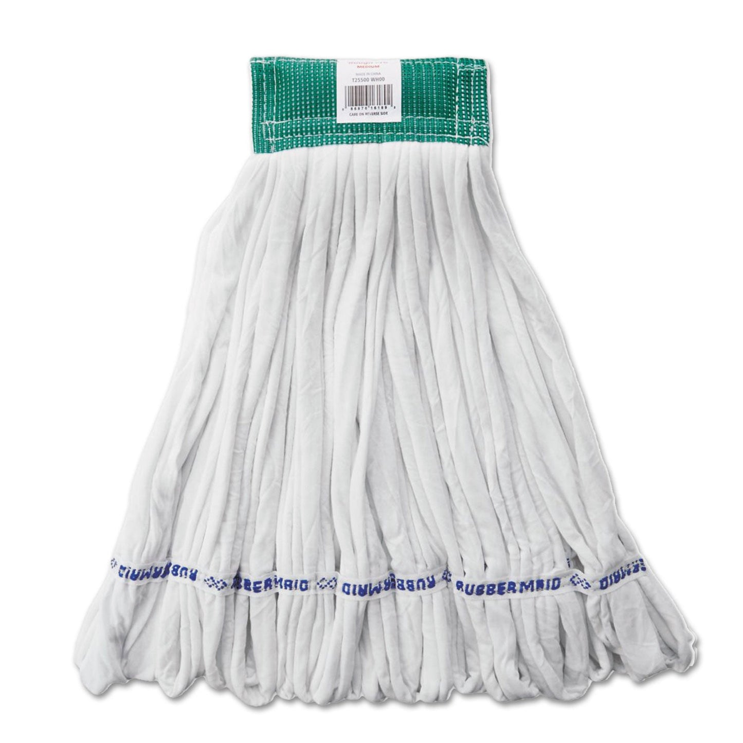 Rubbermaid Rough Floor Mop Head, Medium, Cotton/Synthetic, White, 12/Carton