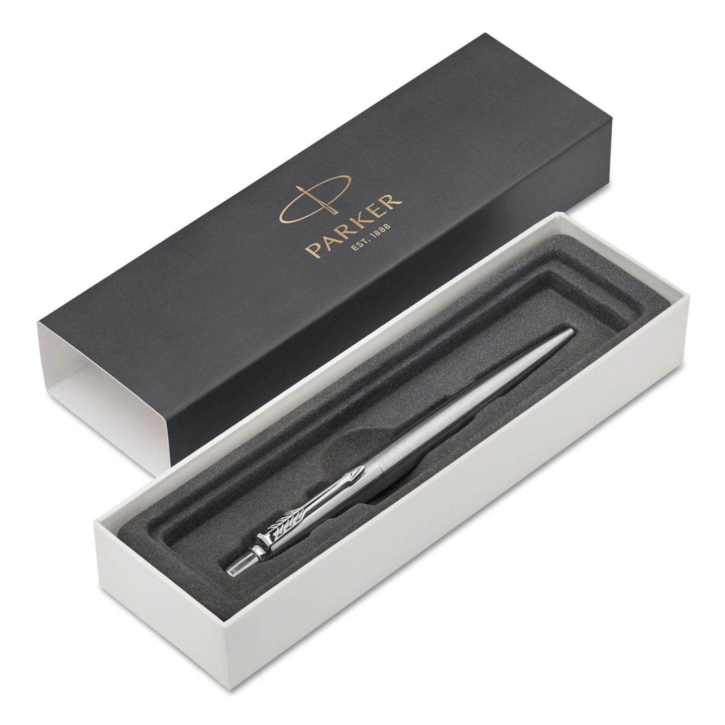 Parker Jotter Ballpoint Pen, Retractable, Fine 0.5 mm, Blue Ink, Stainless Steel Barrel