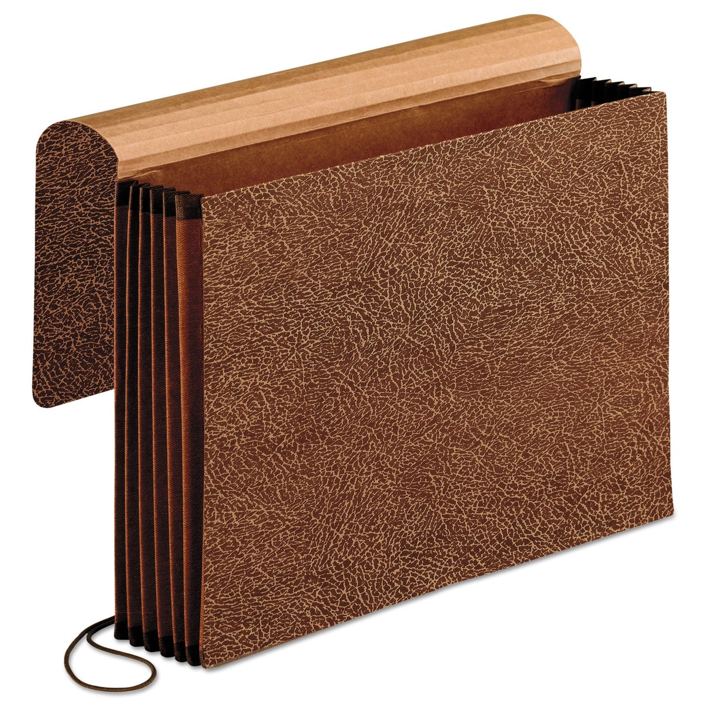 Pendaflex Premium Reinforced Expanding Wallet, 5.25" Expansion, 1 Section, Elastic Cord Closure, Legal Size, Red Fiber