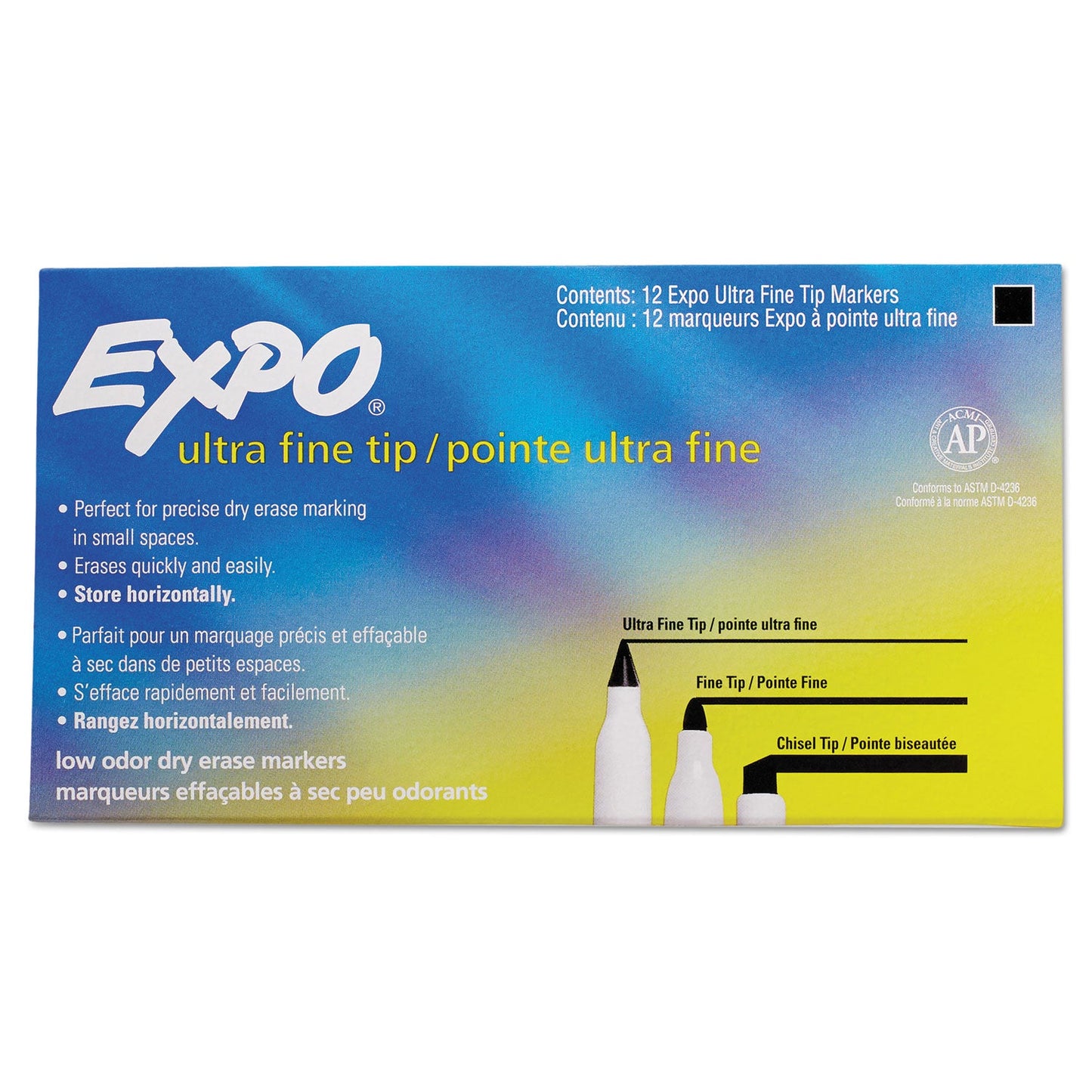 EXPO Low-Odor Dry-Erase Marker, Extra-Fine Needle Tip, Black