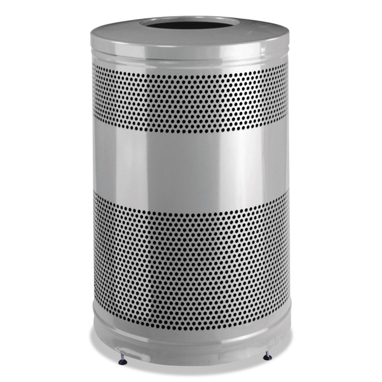 Rubbermaid Classics Open Top Waste Receptacle, 51 gal, Stardust Silver Metallic with Black Lid