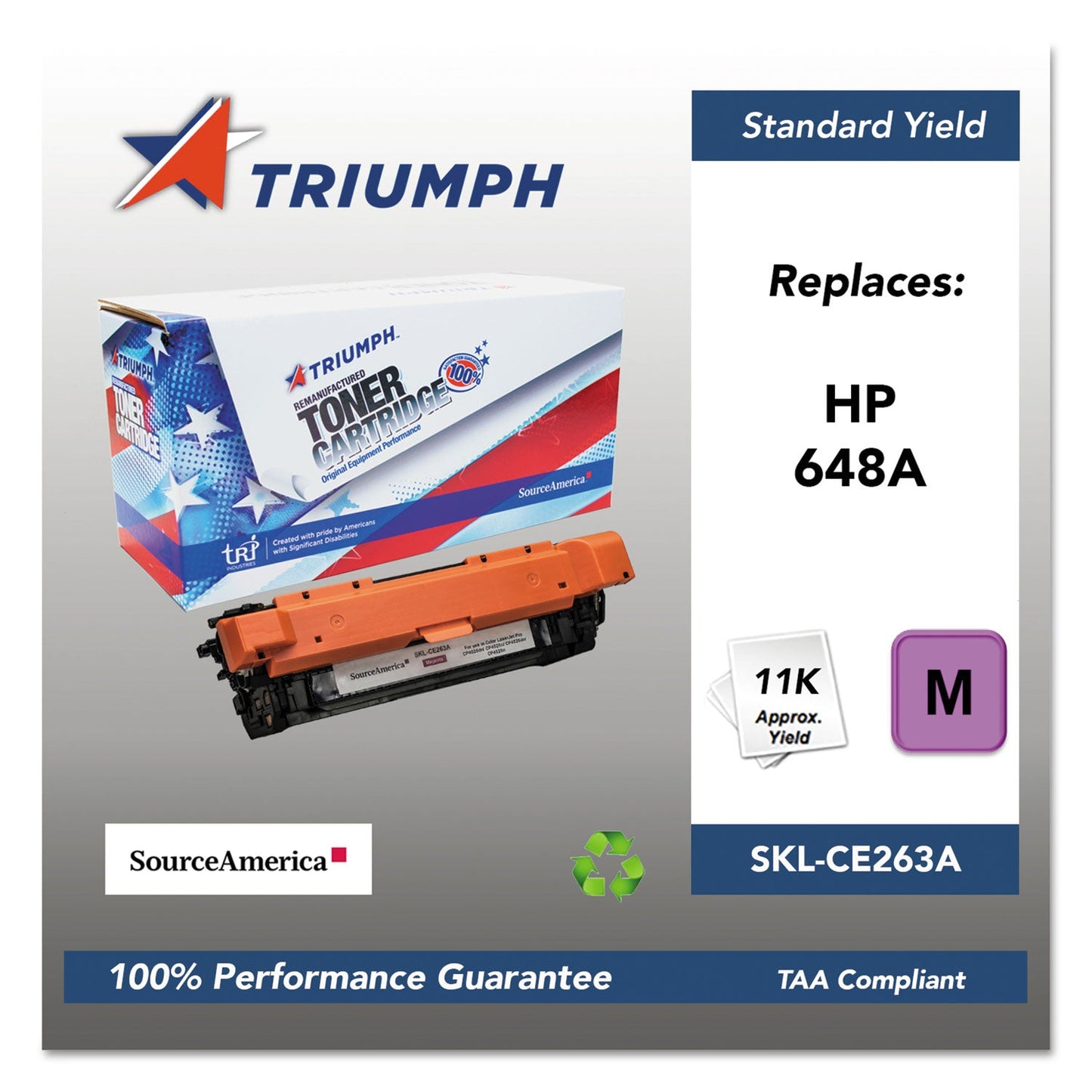 Triumph 751000NSH1117 Remanufactured CE263A (648A) Toner, 11,000 Page-Yield, Magenta