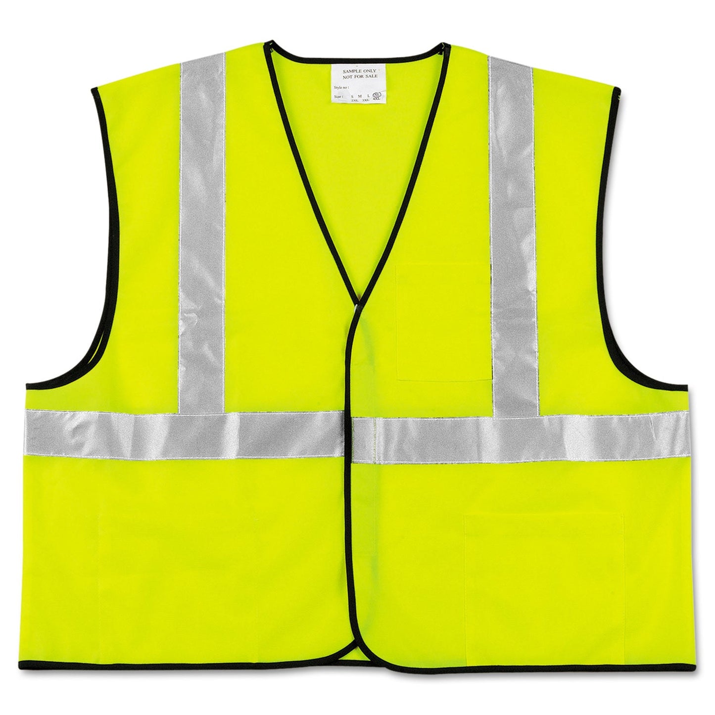 MCR Class 2 Safety Vest, Polyester, X-Large, Fluorescent Lime with Silver Stripe