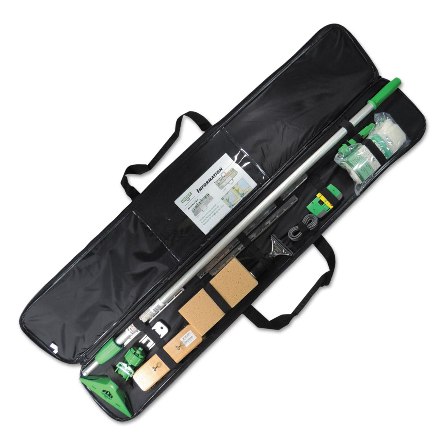 Unger 13-Pc Cleaning Kit For Walls, Windows, Ceilings, Green, Vinyl/Nylon Case, 1 KT