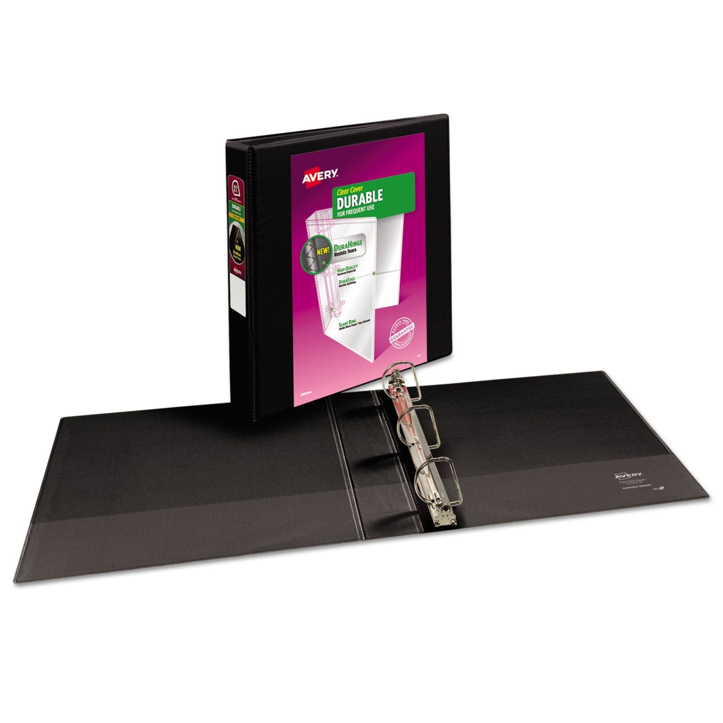 Avery Durable View Binder with DuraHinge and Slant Rings, 3 Rings, 1.5" Capacity, 11 x 8.5, Black