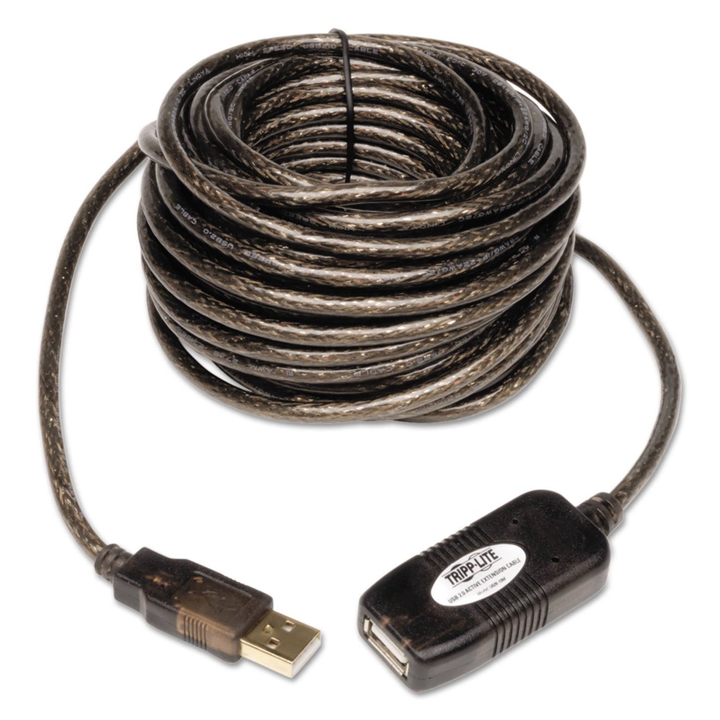 Tripp Lite USB 2.0 Active Extension Cable, A to A (M/F), 16 ft, Black
